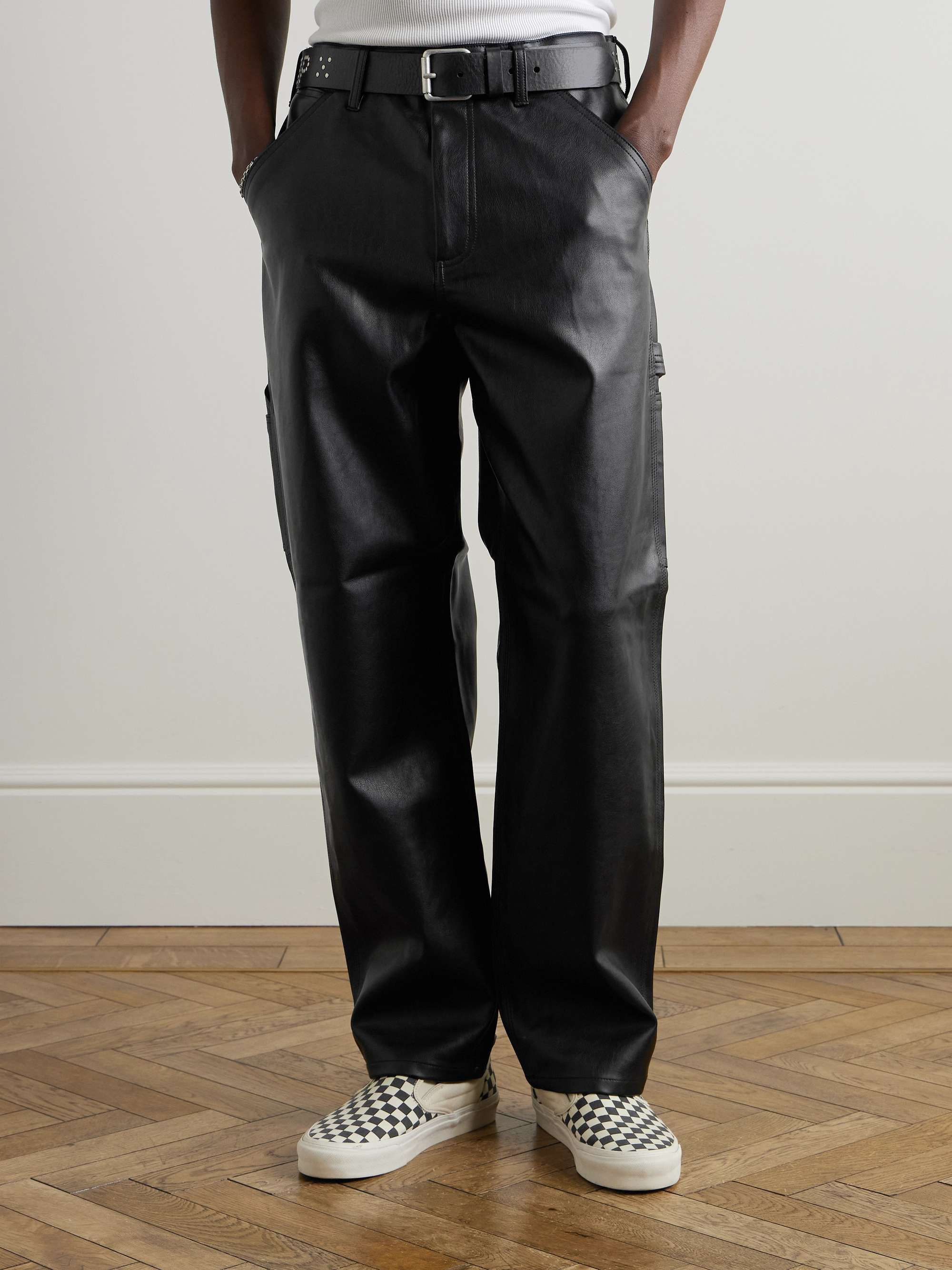 Single-Knee Straight-Leg Full-Grain Trousers view