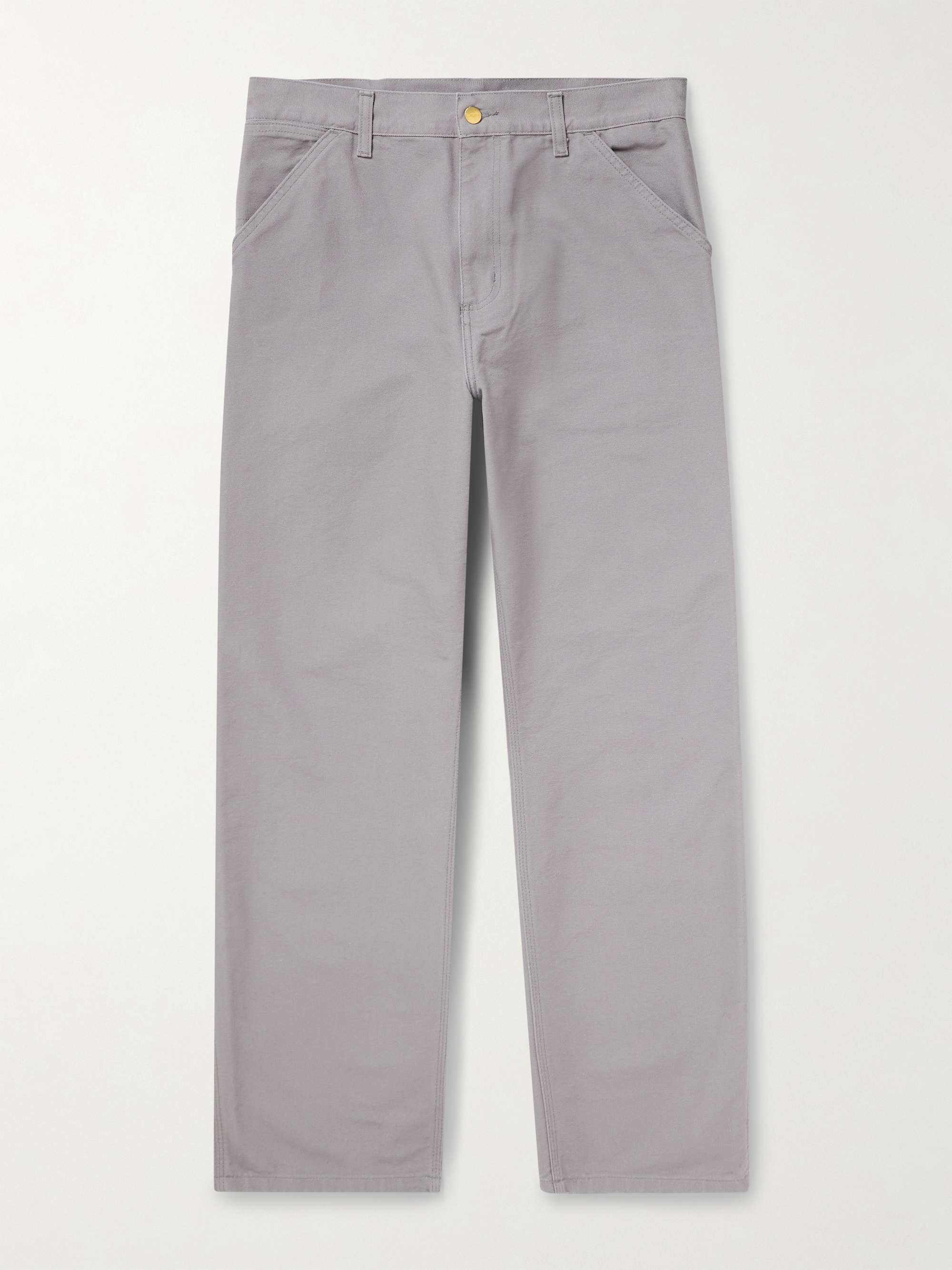 Single Knee Straight-Leg Organic Cotton-Canvas Trousers view