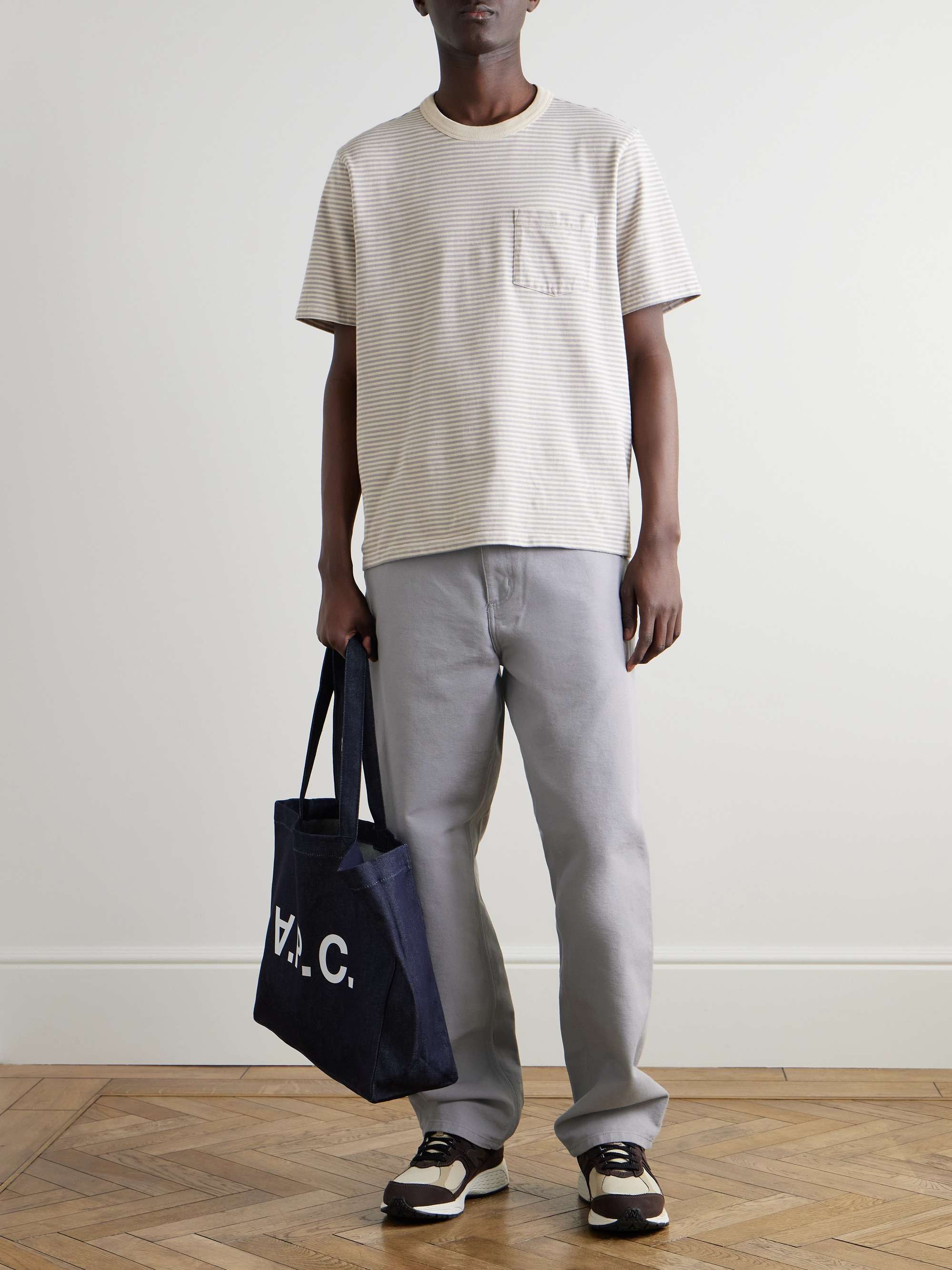 Single Knee Straight-Leg Organic Cotton-Canvas Trousers view