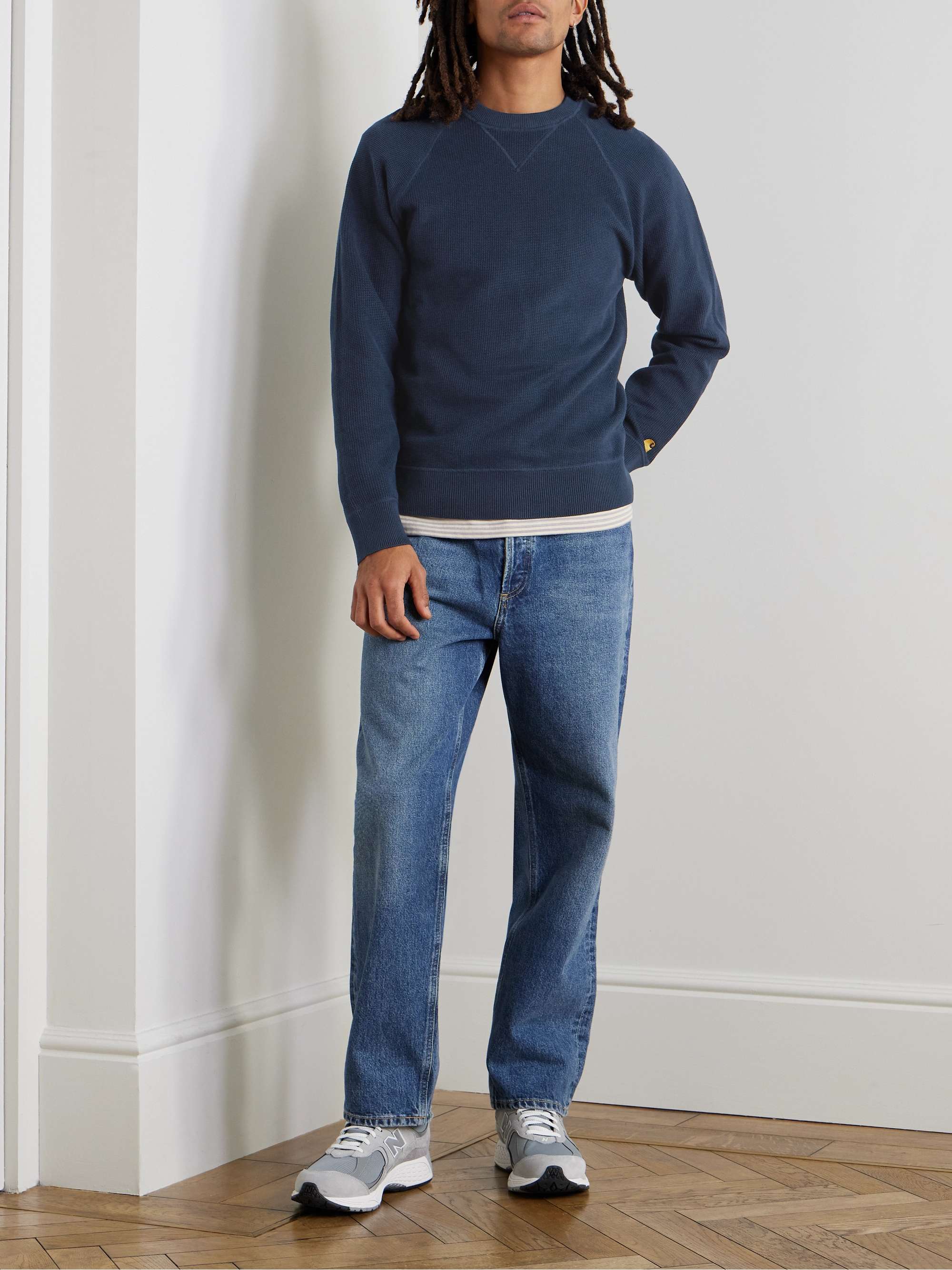 Chase Logo-Embroidered Waffle-Knitted Cotton Sweatshirt view