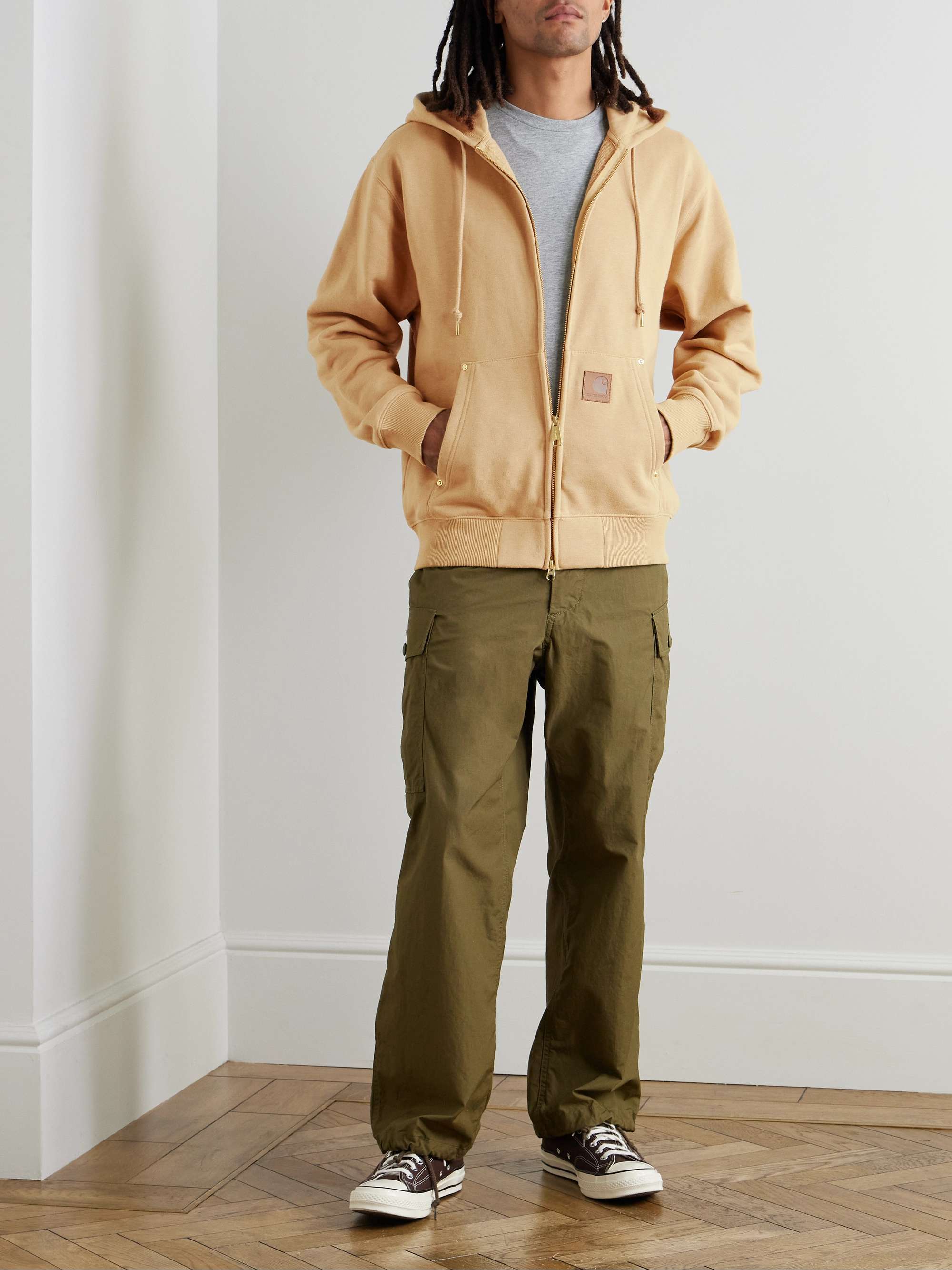 Eldon Logo-Appliquéd Cotton-Blend Jersey Zip-Up Hoodie view