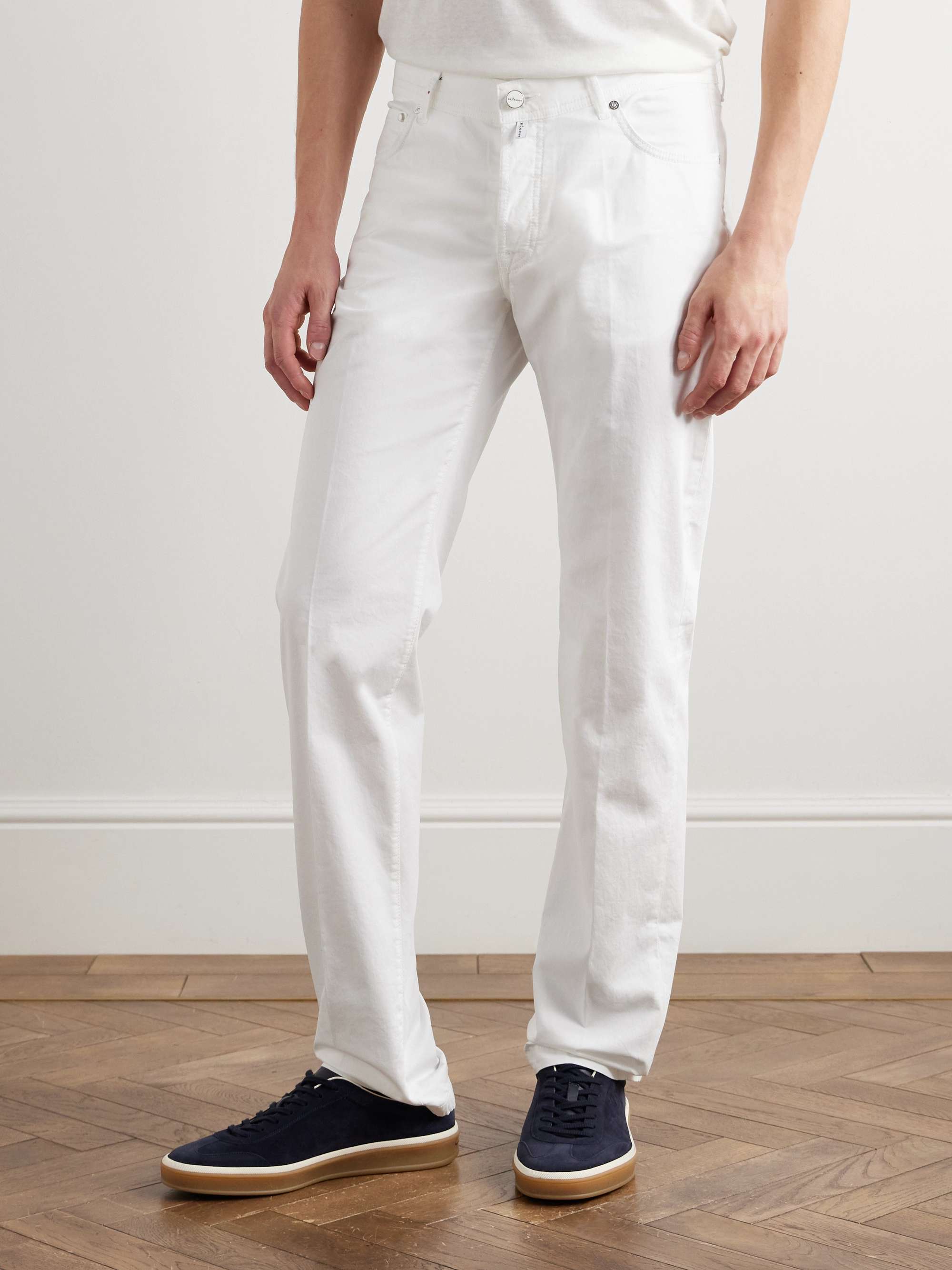 Straight-Leg Cotton-Blend Trousers view