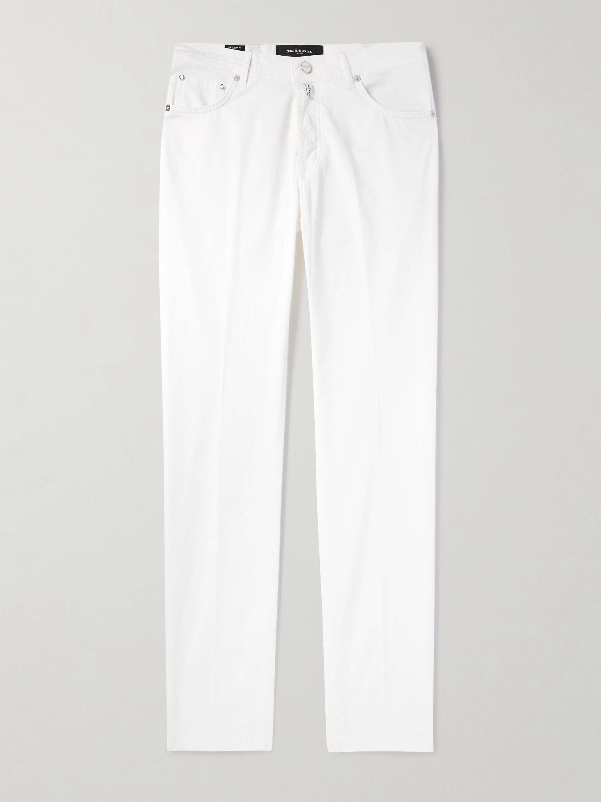 Straight-Leg Cotton-Blend Trousers view