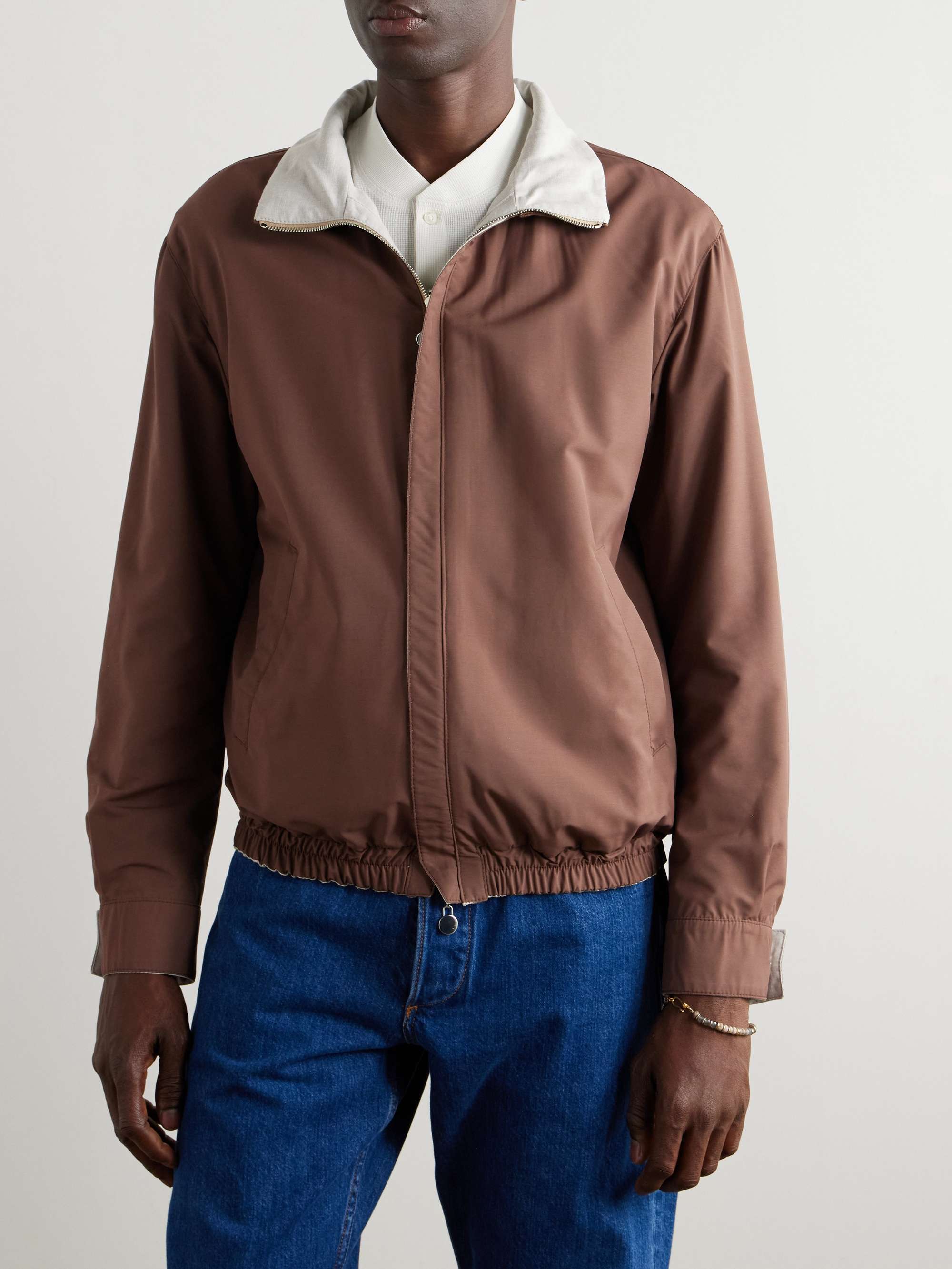 Linen, Wool and Silk-Blend Harrington Jacket view