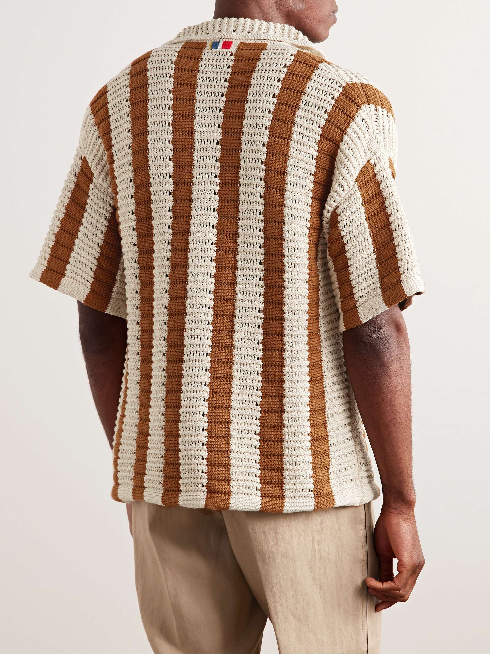Thomas Striped Crocheted Cotton Shirt view