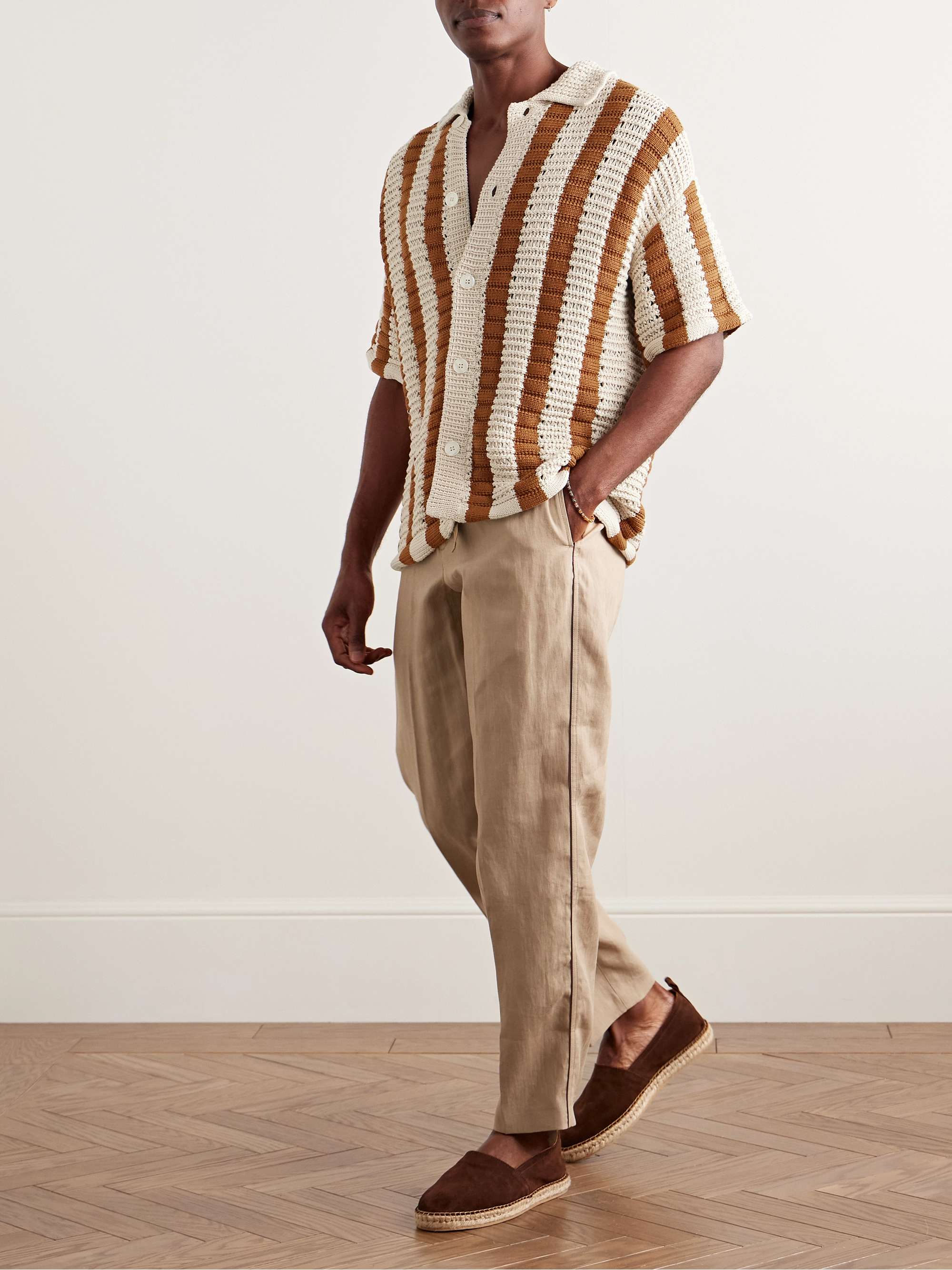 Alex Tapered Linen Drawstring Trousers view