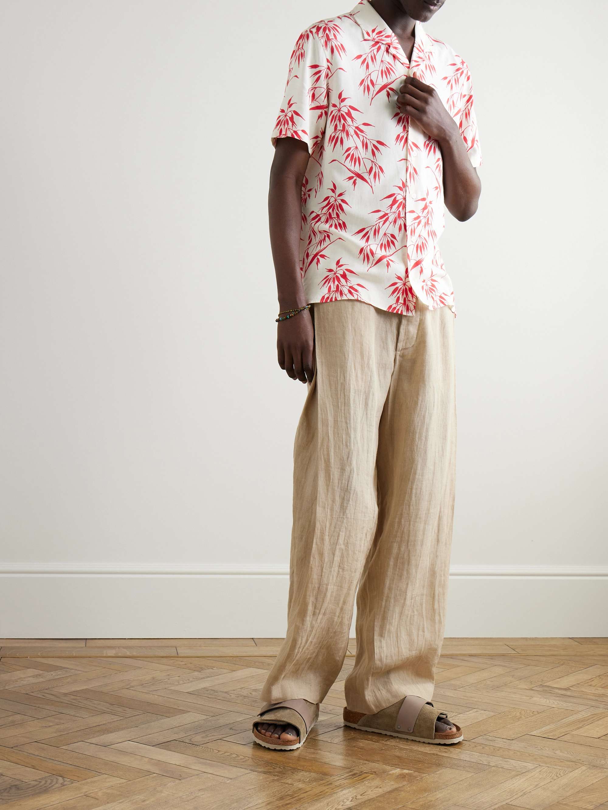 Hibbert Camp-Collar Floral-Print Linen Shirt view