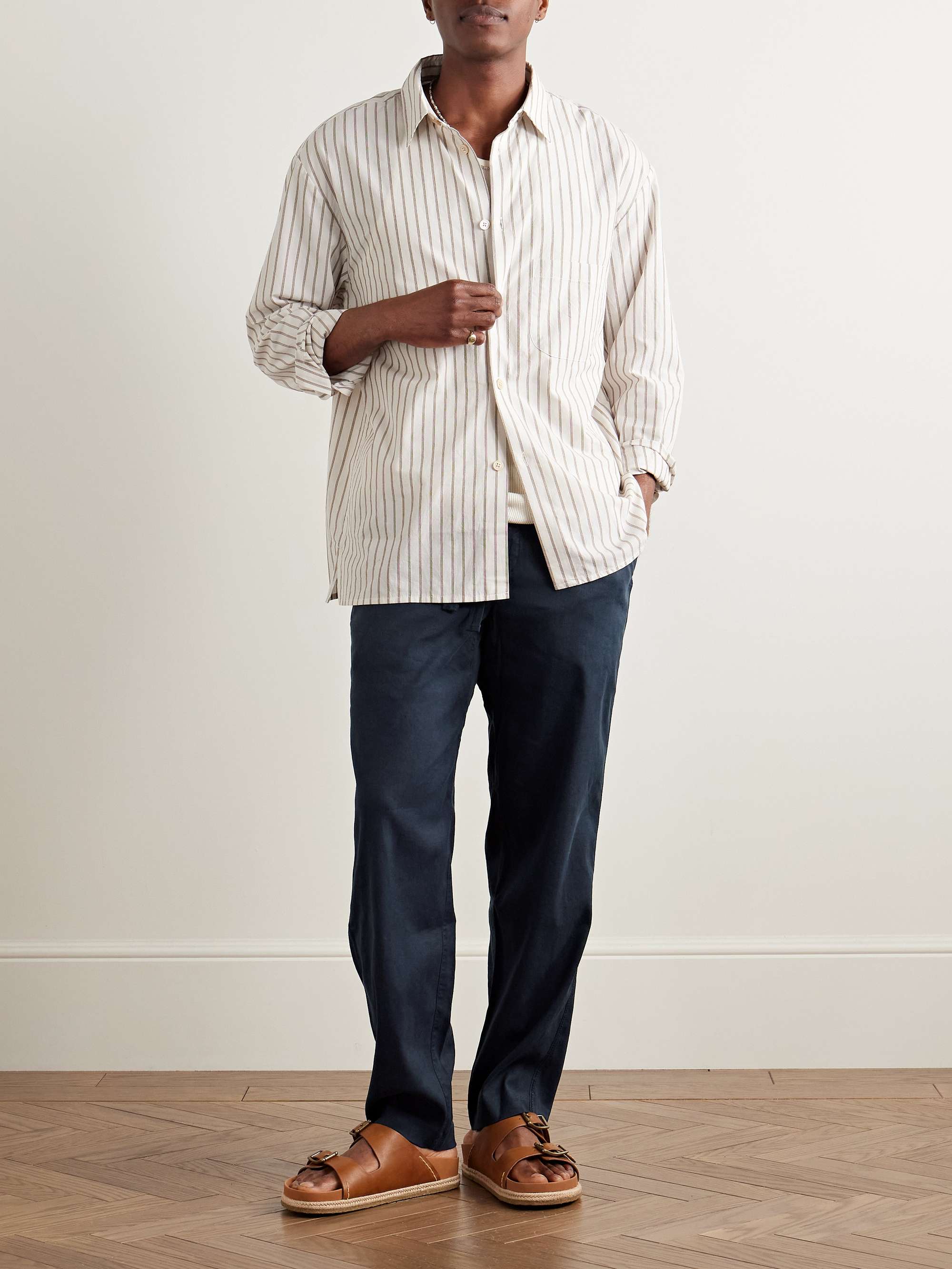 Alex Slim-Fit Stretch Linen and Lyocell-Blend Drawstring Trousers view