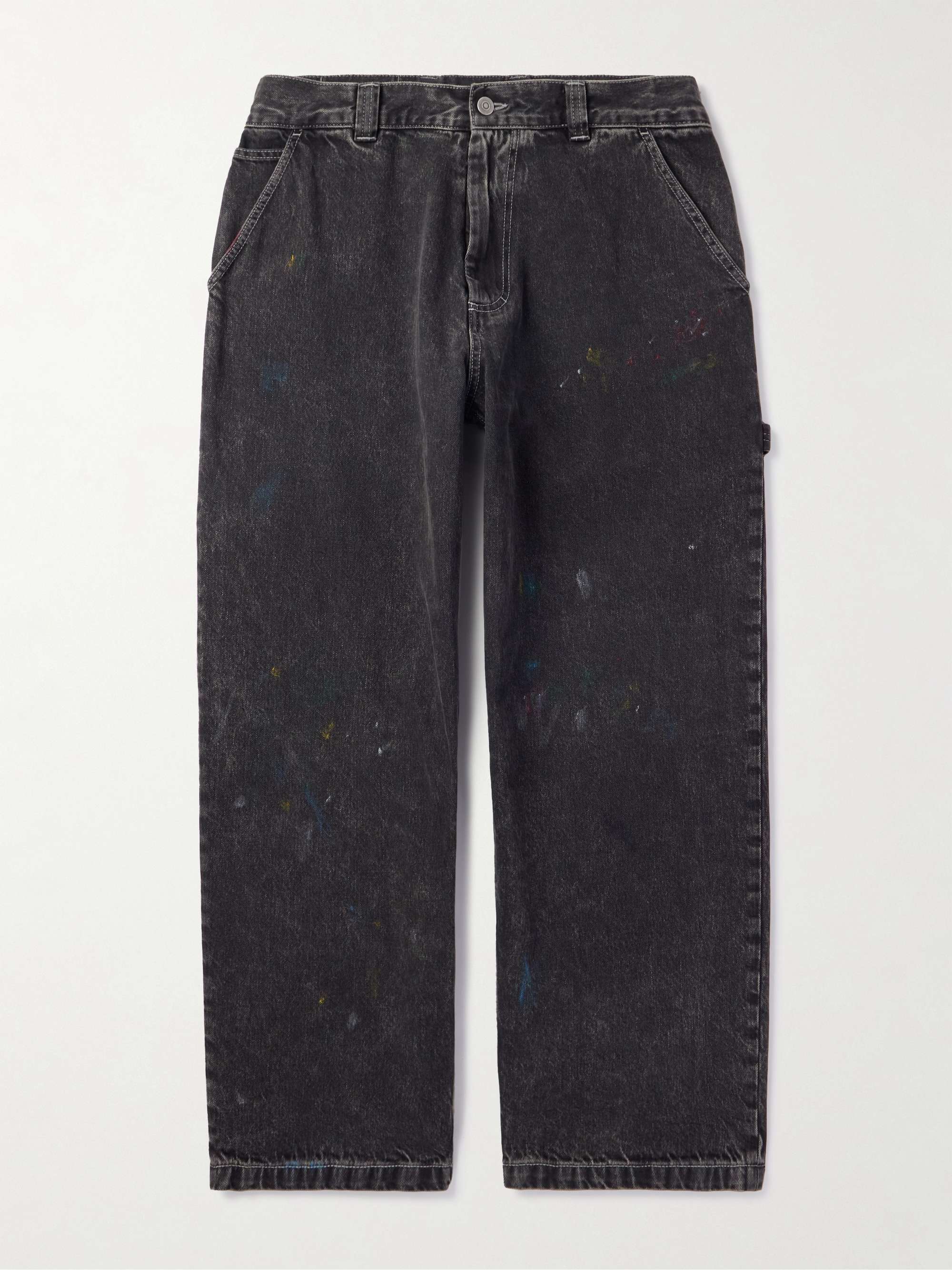 Wide-Leg Paint-Splattered Jeans view