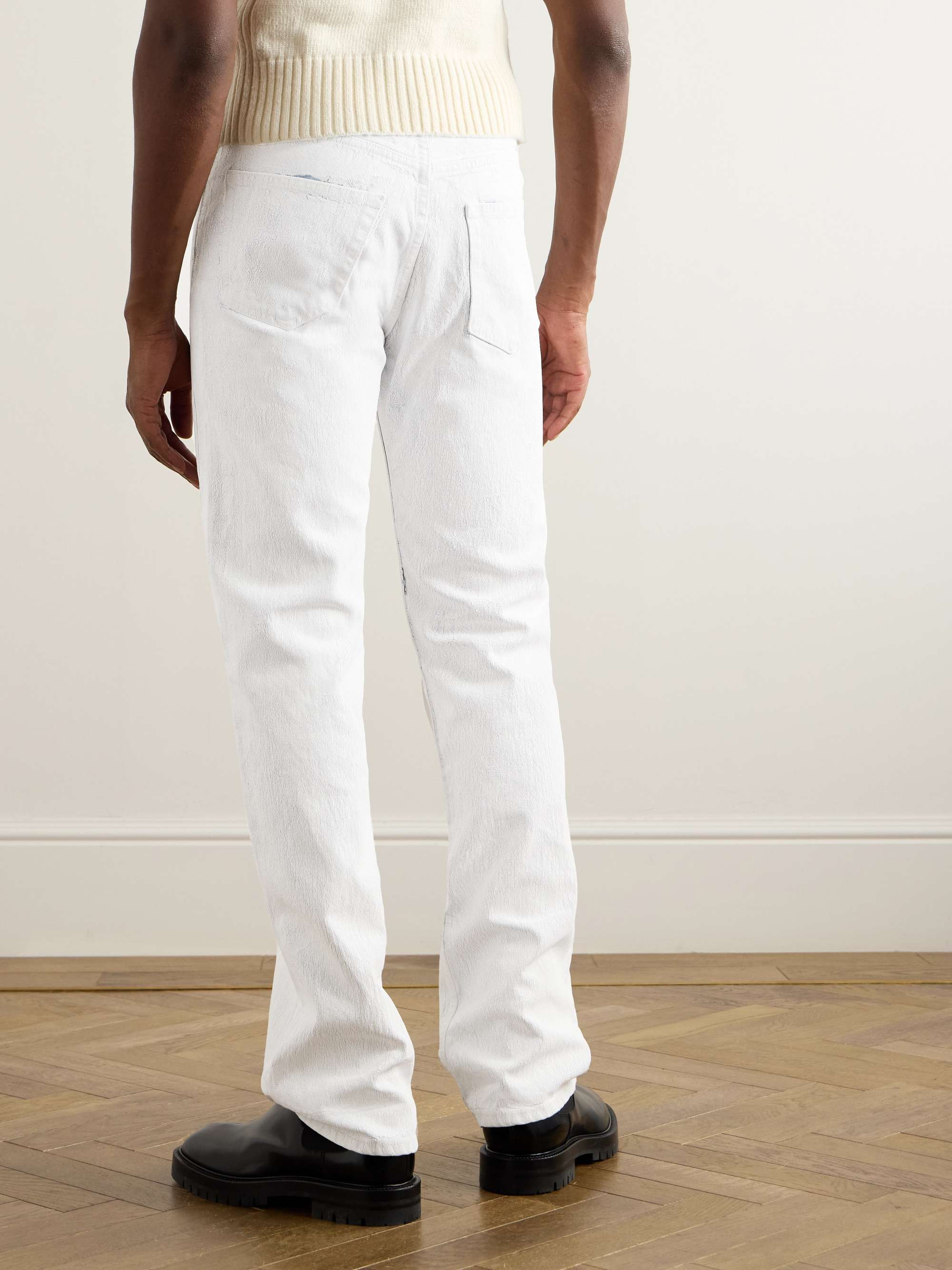 Straight-Leg Coated-Cotton Trousers view