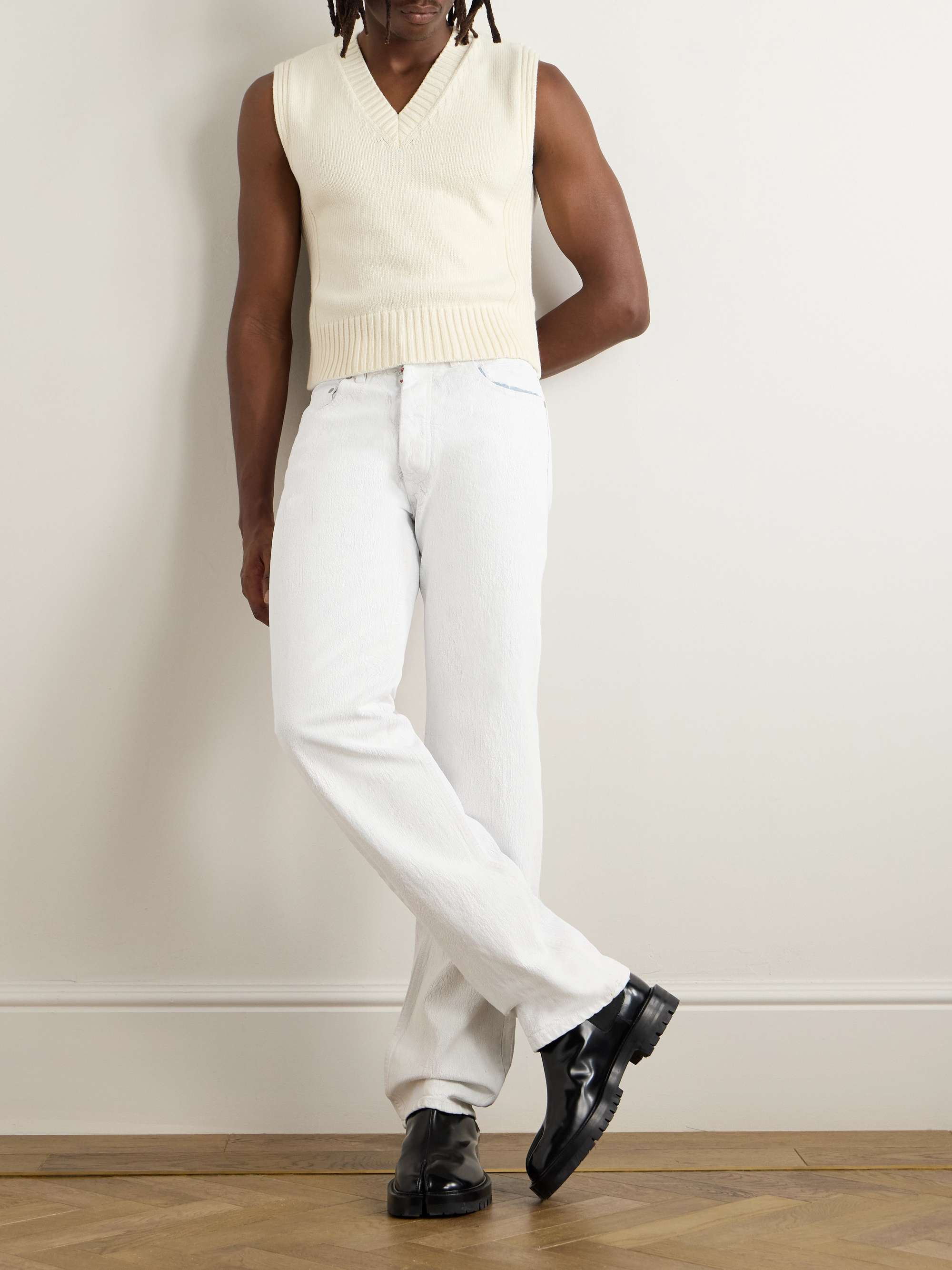 Straight-Leg Coated-Cotton Trousers view