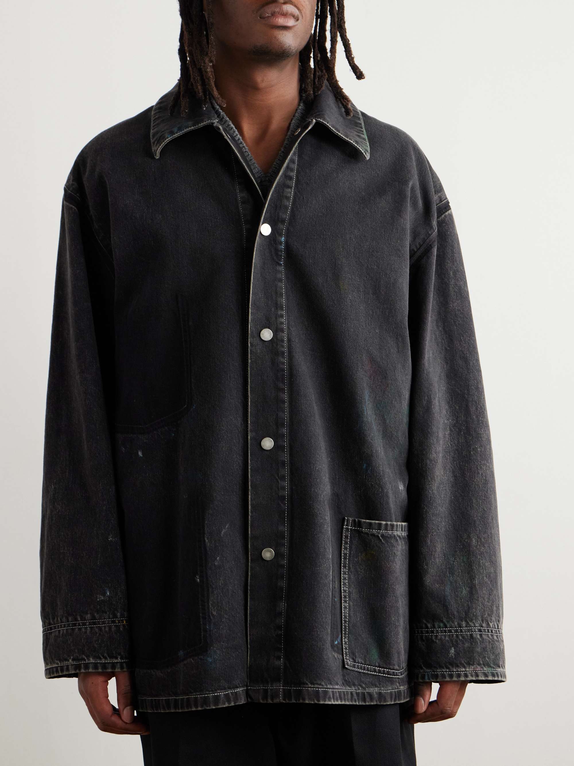Oversized Paint-Splattered Denim Jacket view