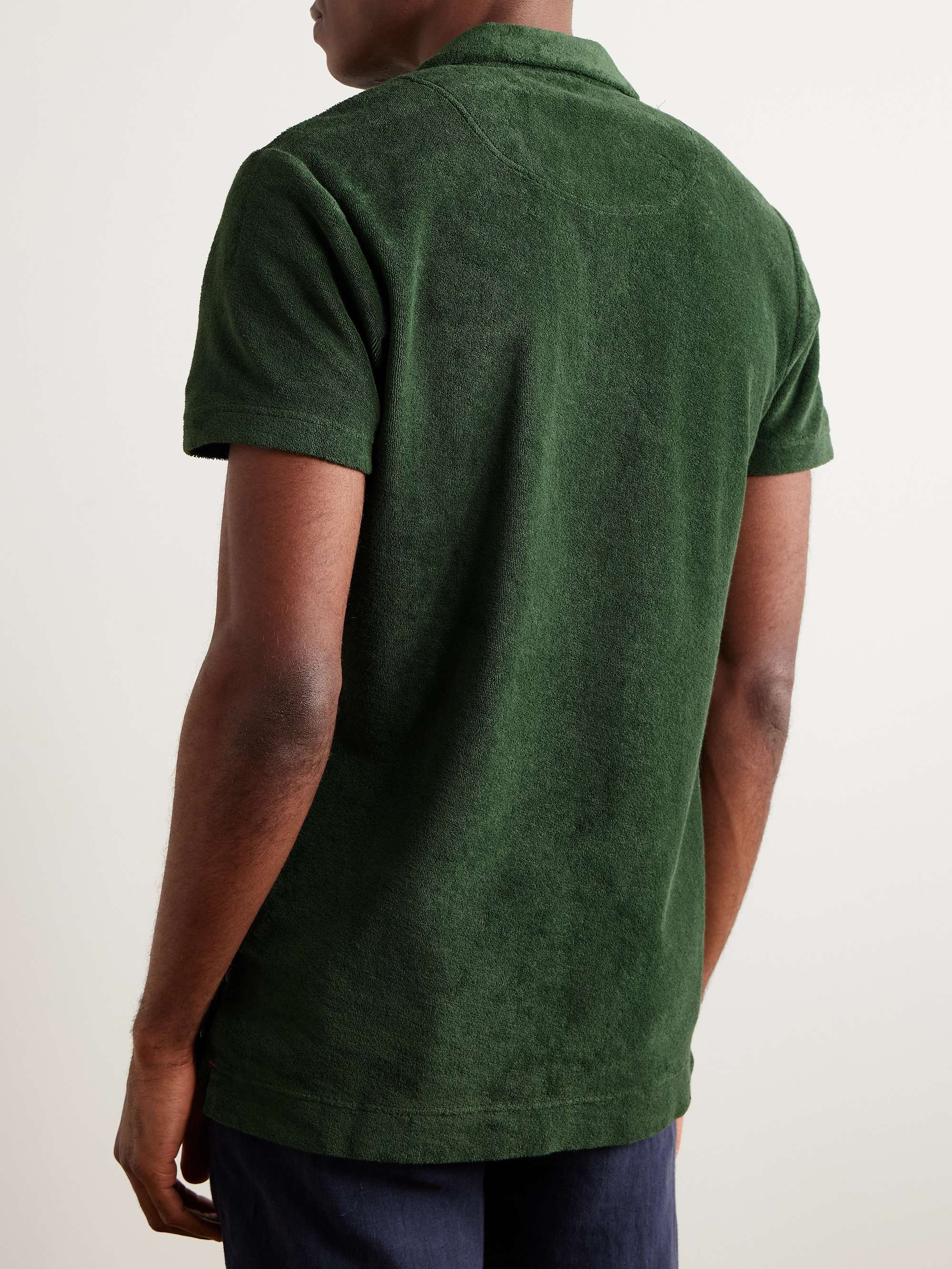 Camp-Collar Cotton-Terry Polo Shirt view