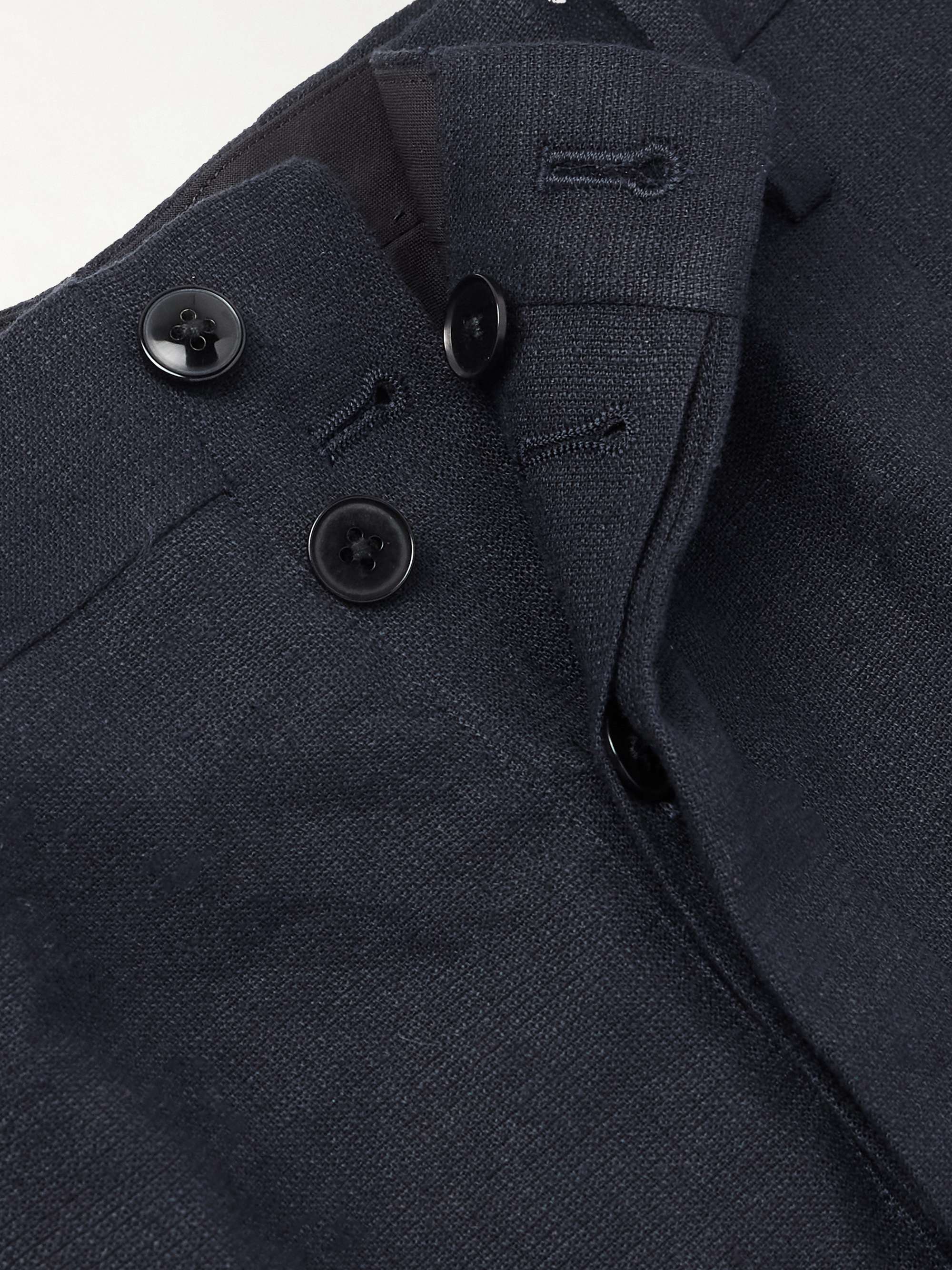 Shoecut Slacks Straight-Leg Pleated Linen and Silk-Blend Suit Trousers view
