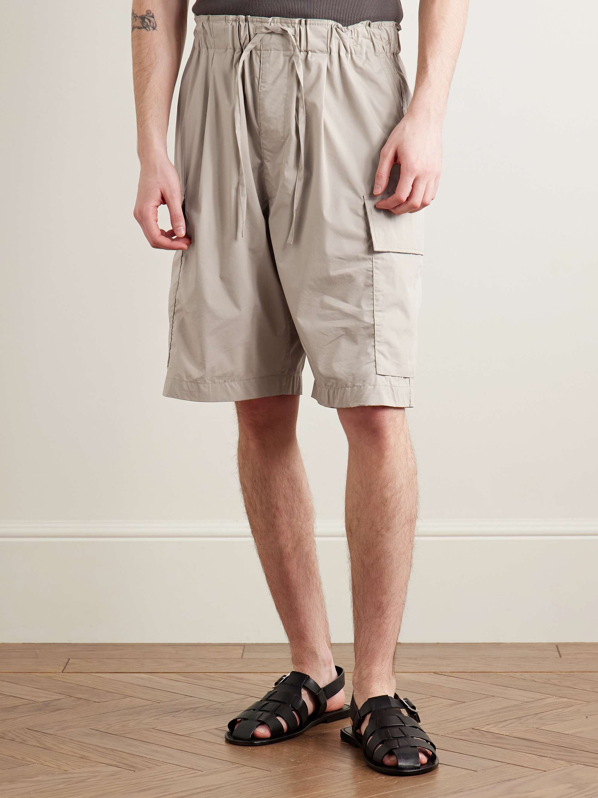 Straight-Leg Cotton-Blend Shell Drawstring Cargo Shorts view