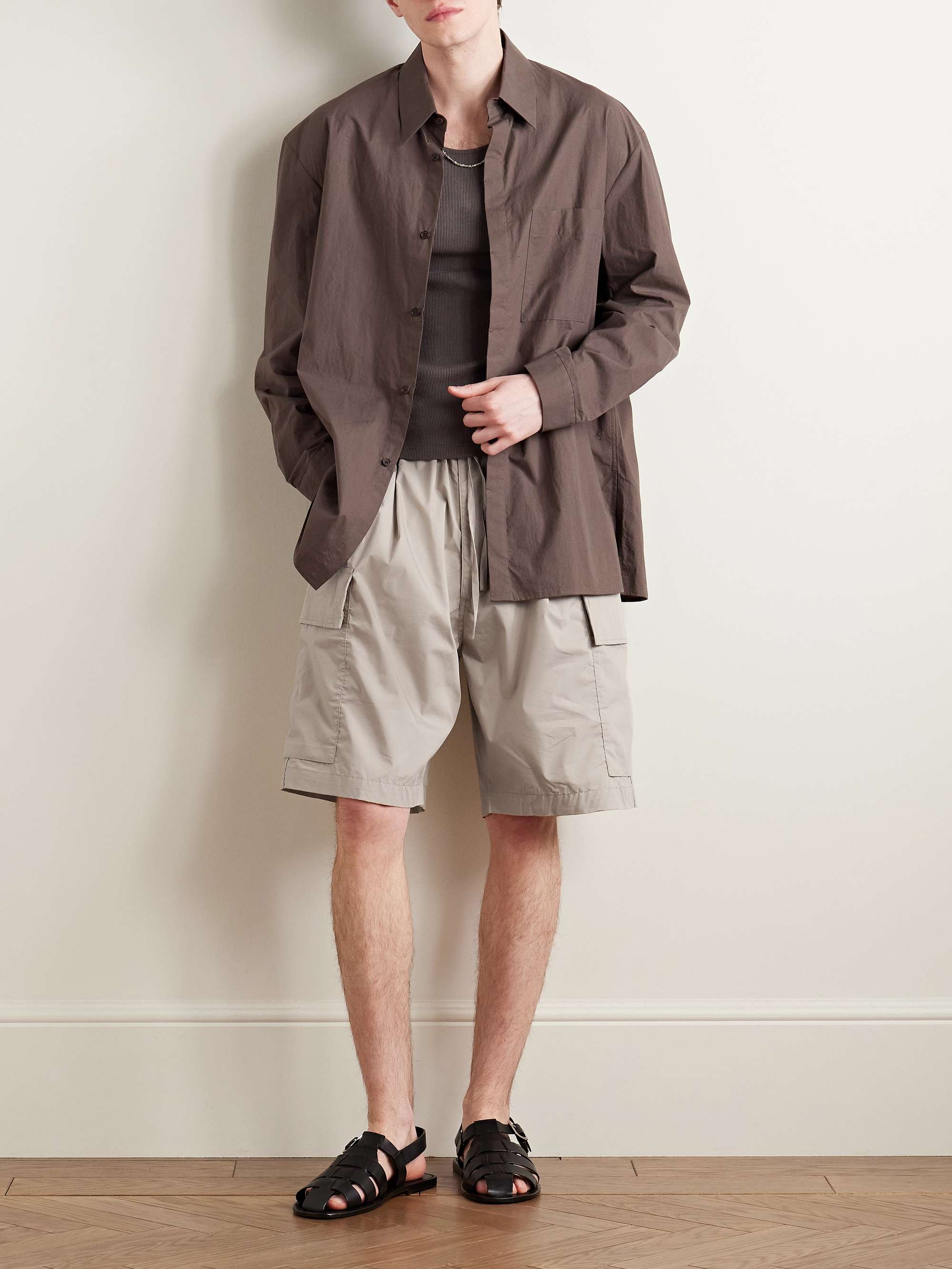 Straight-Leg Cotton-Blend Shell Drawstring Cargo Shorts view