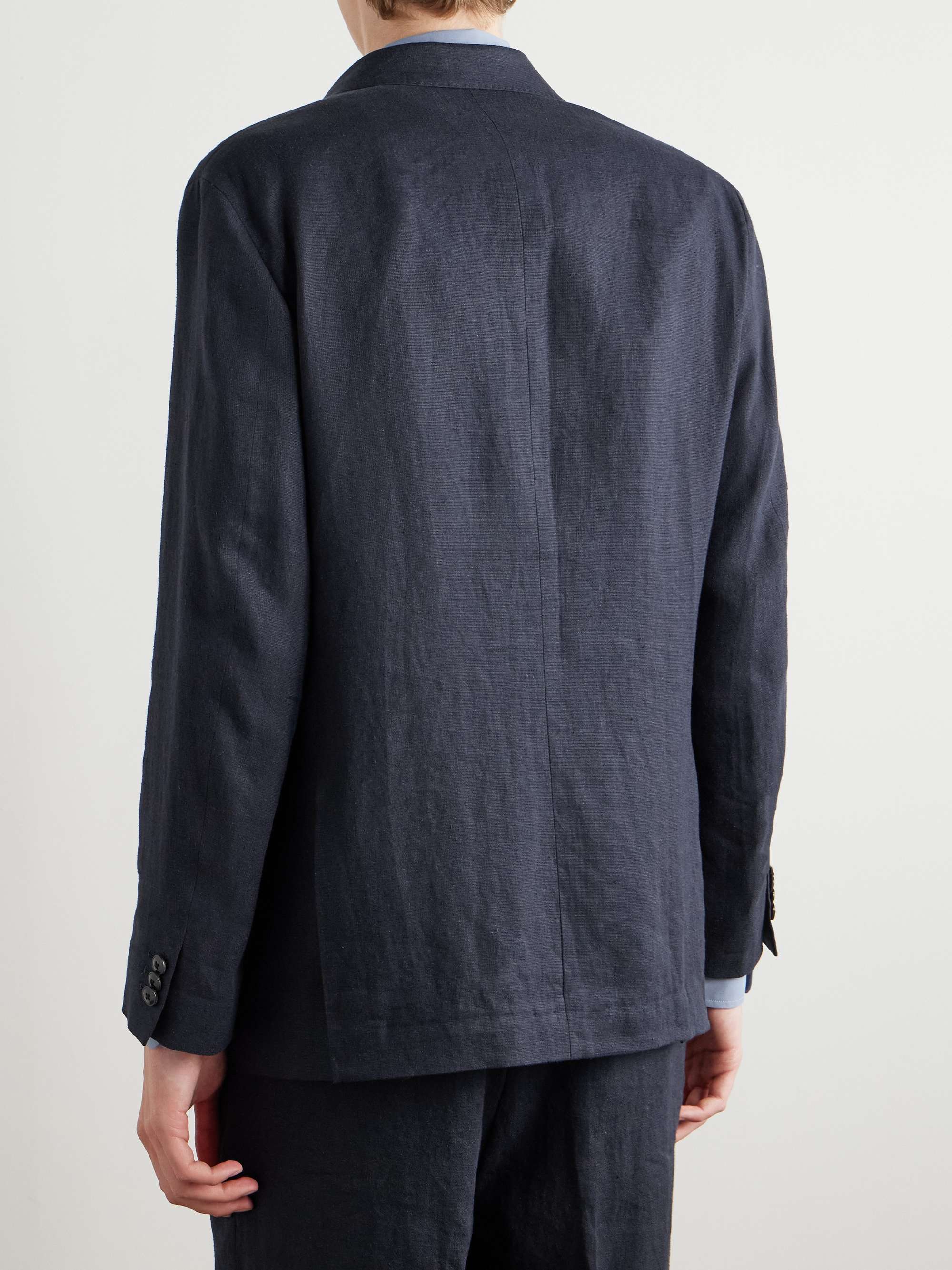 Double-Breasted Linen and Silk-Blend Blazer view
