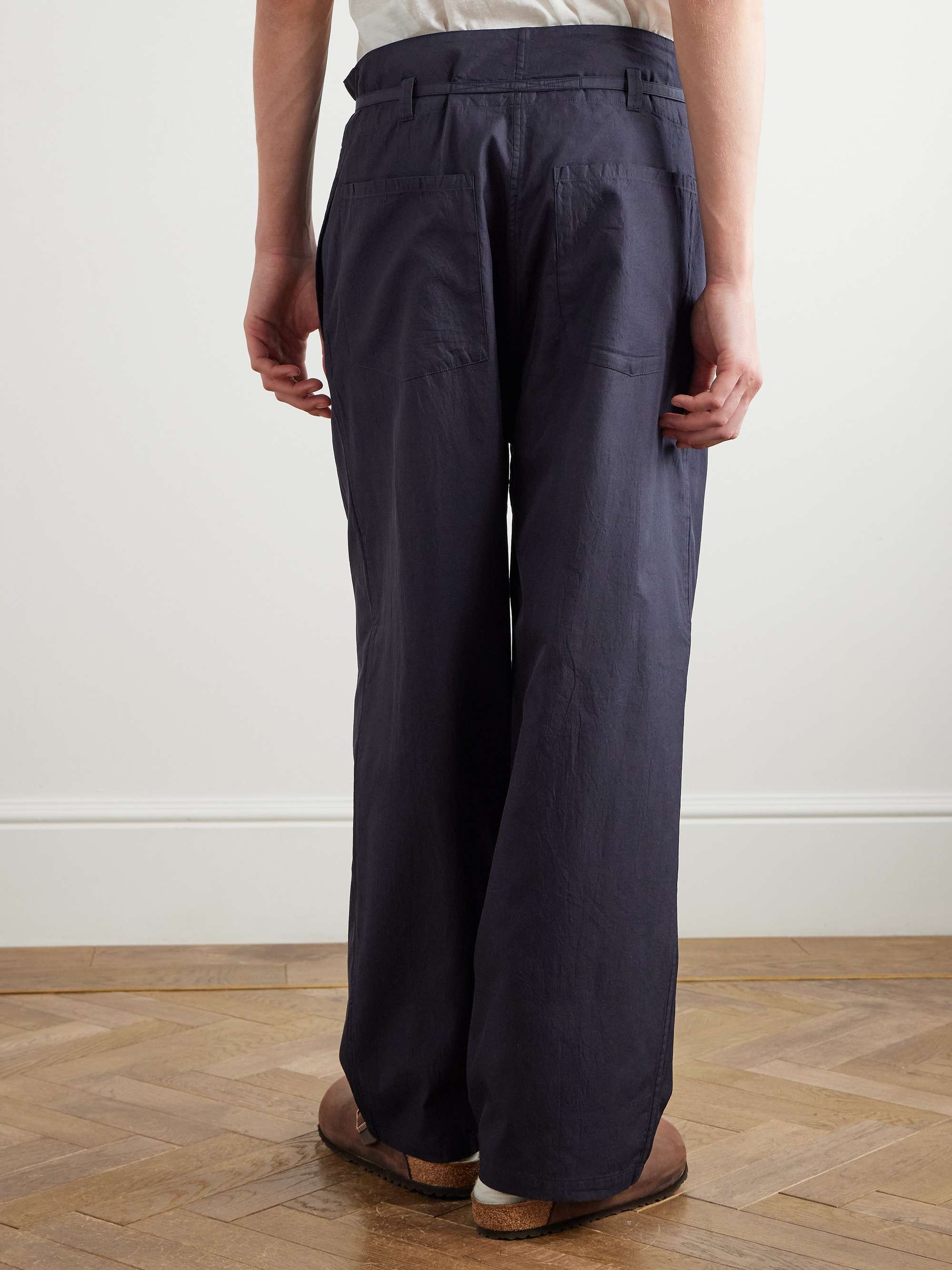 Traveller Easy Cotton and Silk-Blend Drawstring Trousers view