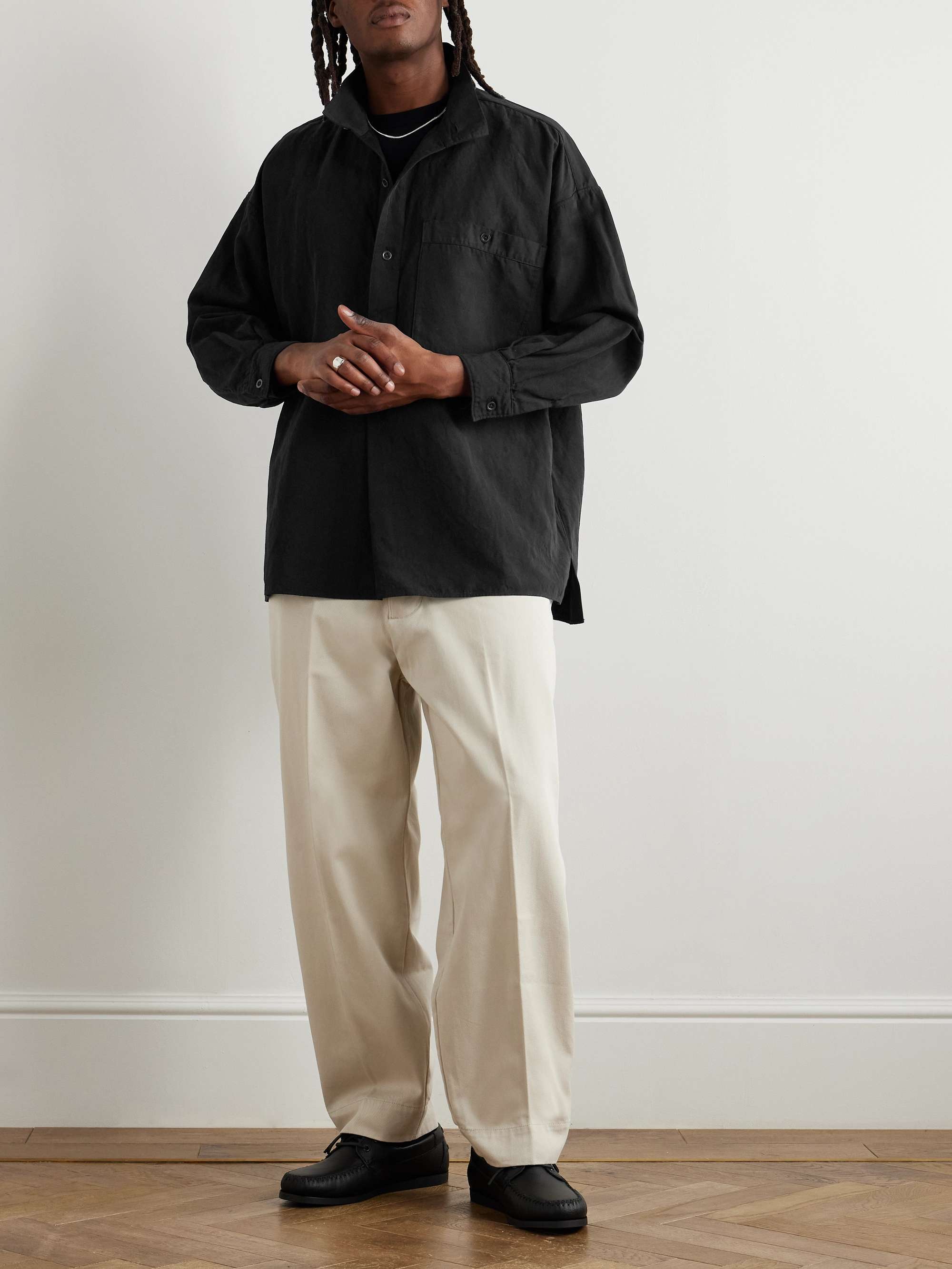 Cotton and Linen-Blend Twill Half-Placket Jacket view