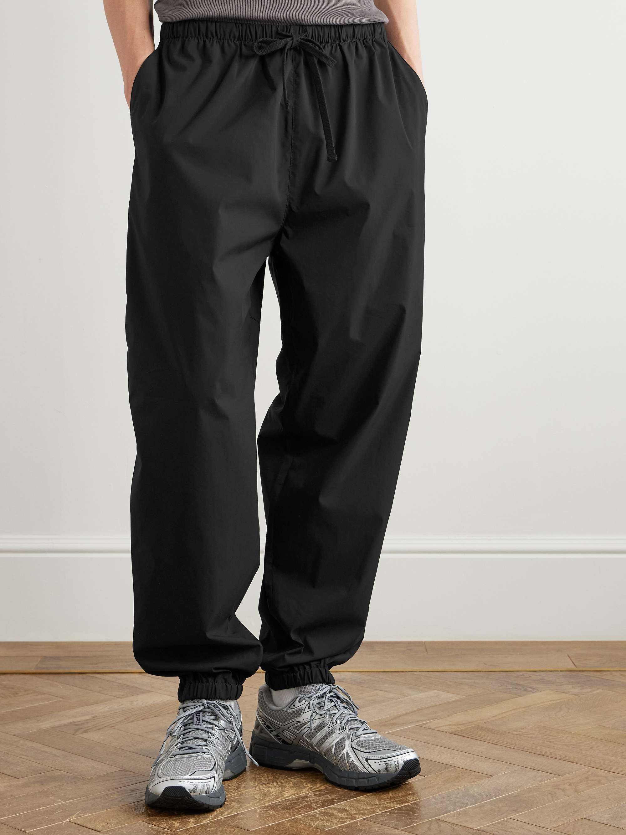 Tapered Cotton-Blend Drawstring Trousers view
