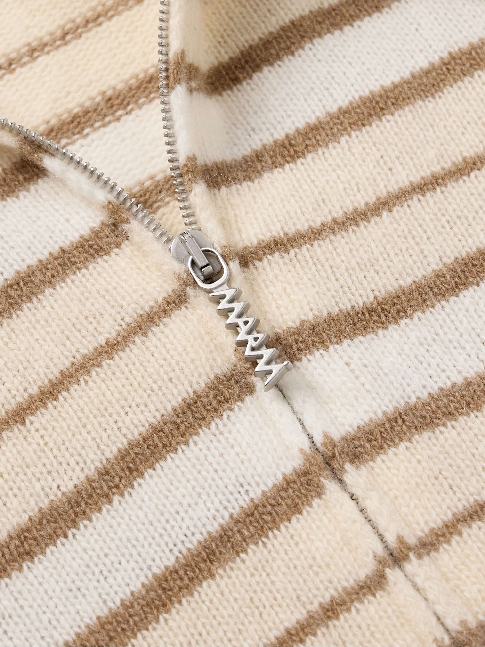 Embroidered Striped Virgin Wool and Cashmere-Blend Zip-Up Hoodie view