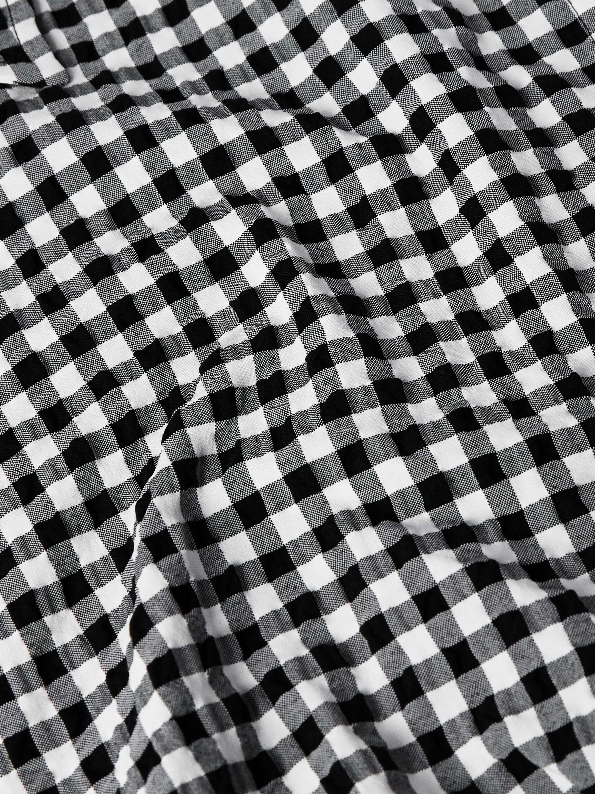 Logo-Embroidered Checked Seersucker Shirt view