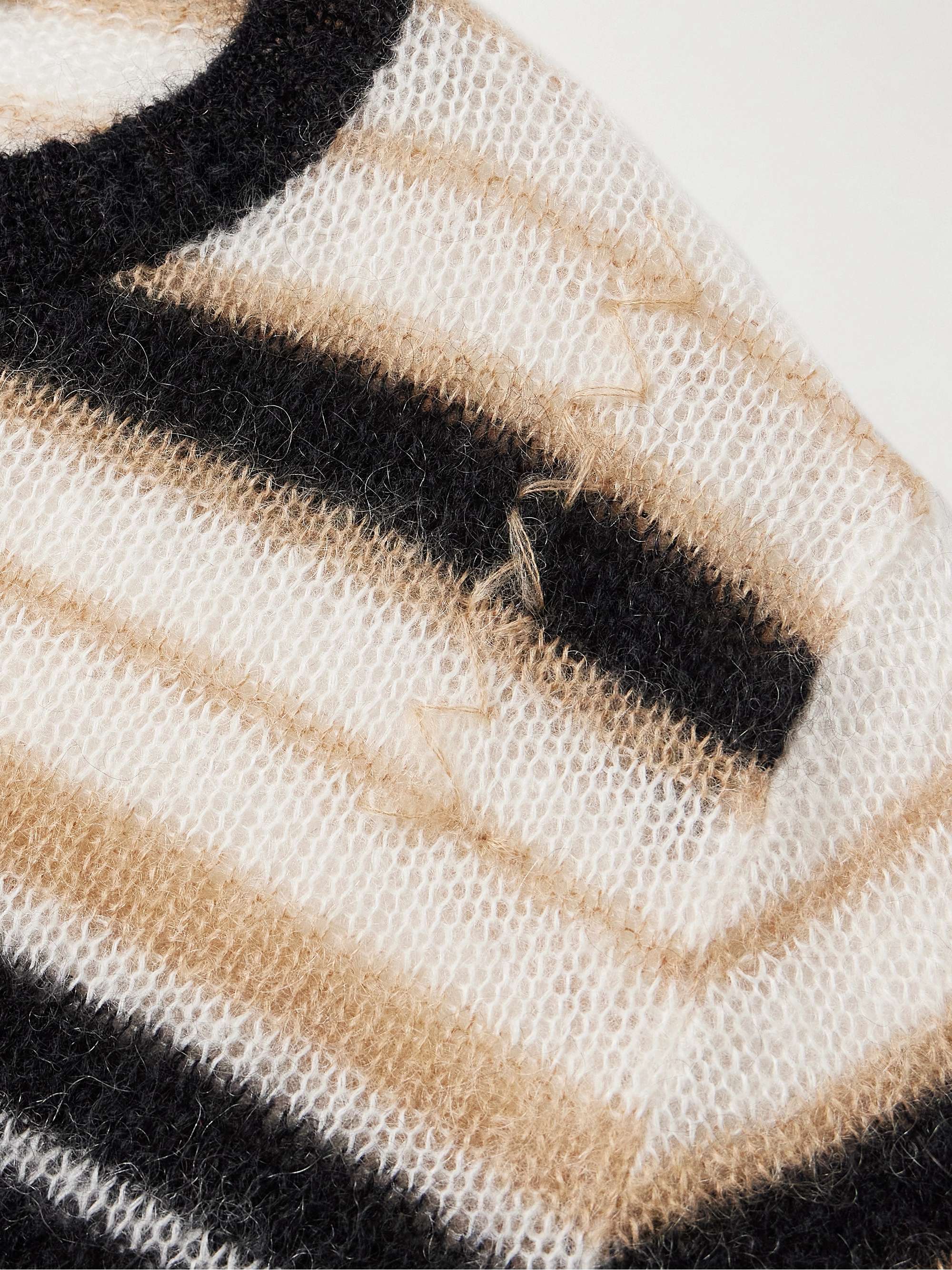 Logo-Embroidered Striped Brushed Mohair-Blend Sweater view