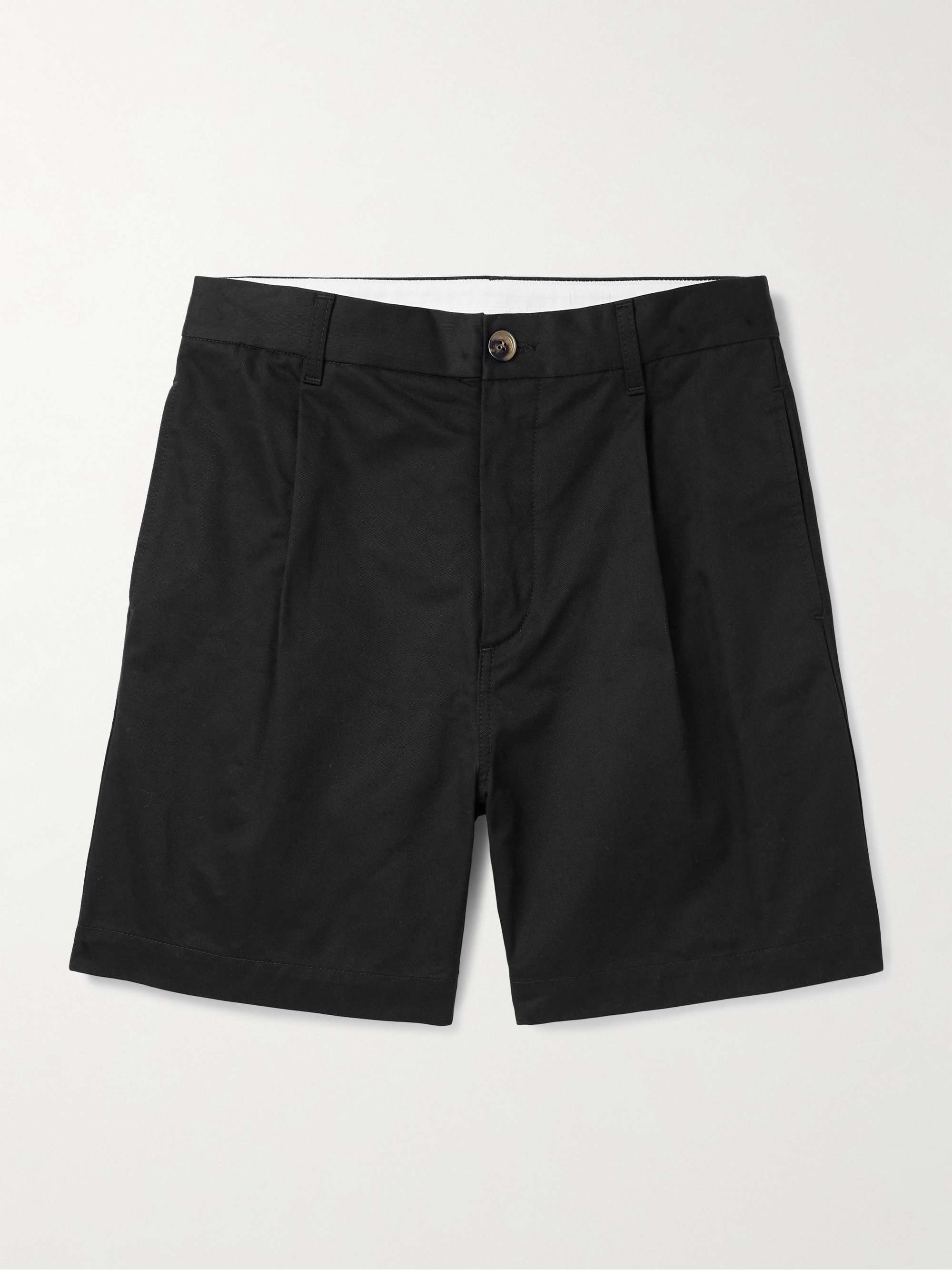 Wide-Leg Pleated Cotton-Gabardine Shorts view