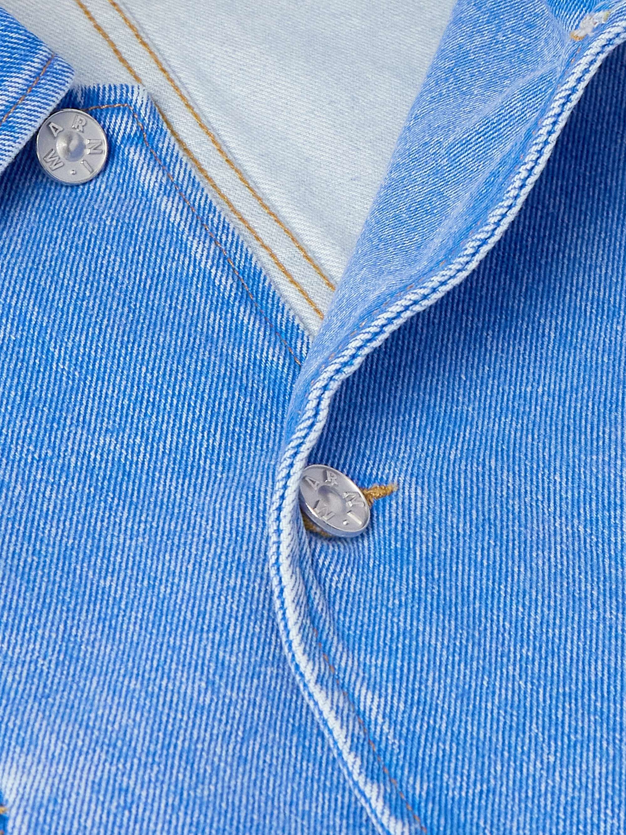 Logo-Embroidered Bleached Denim Jacket view
