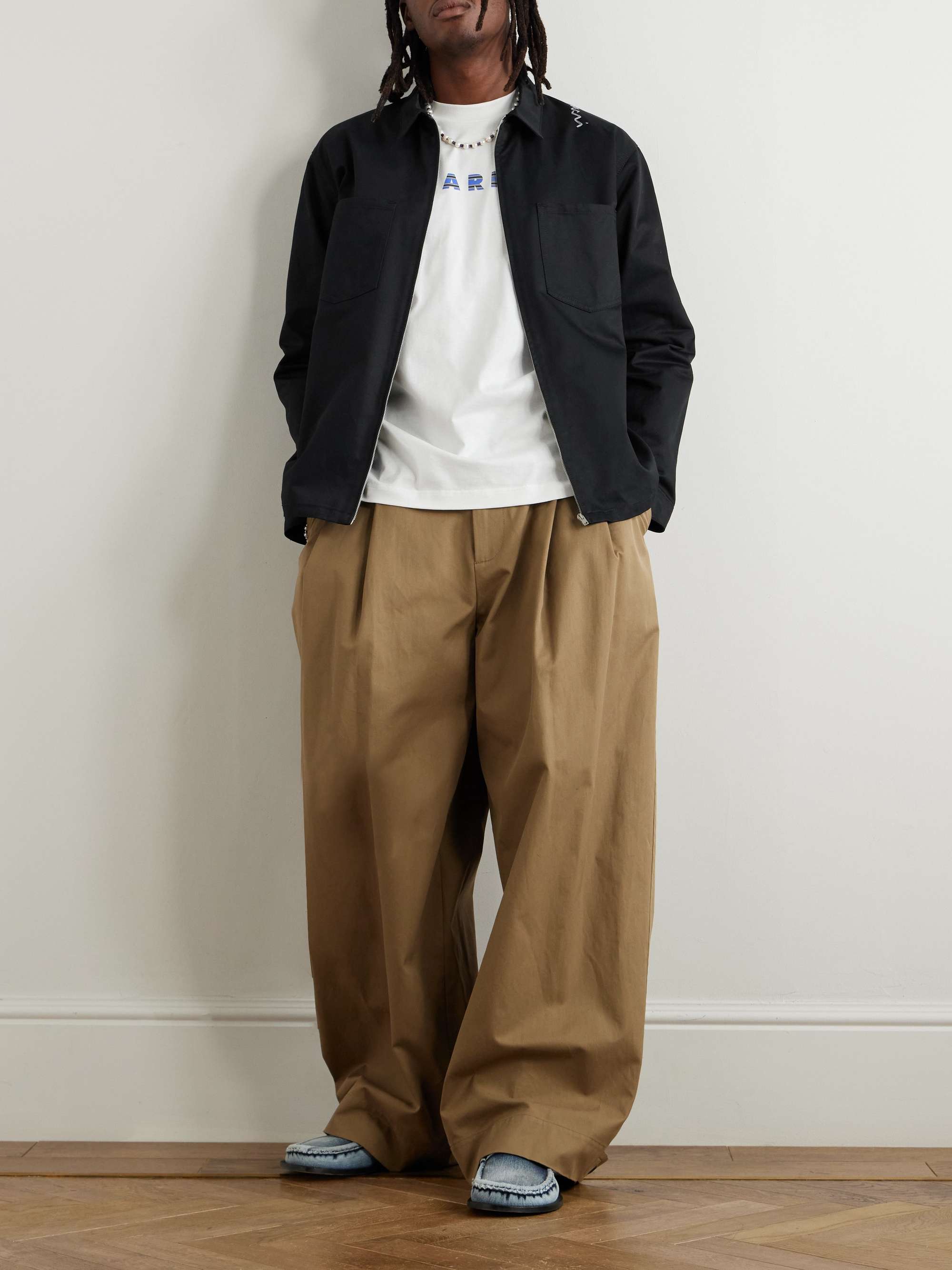 Logo-Embroidered Cotton-Gabardine Overshirt view
