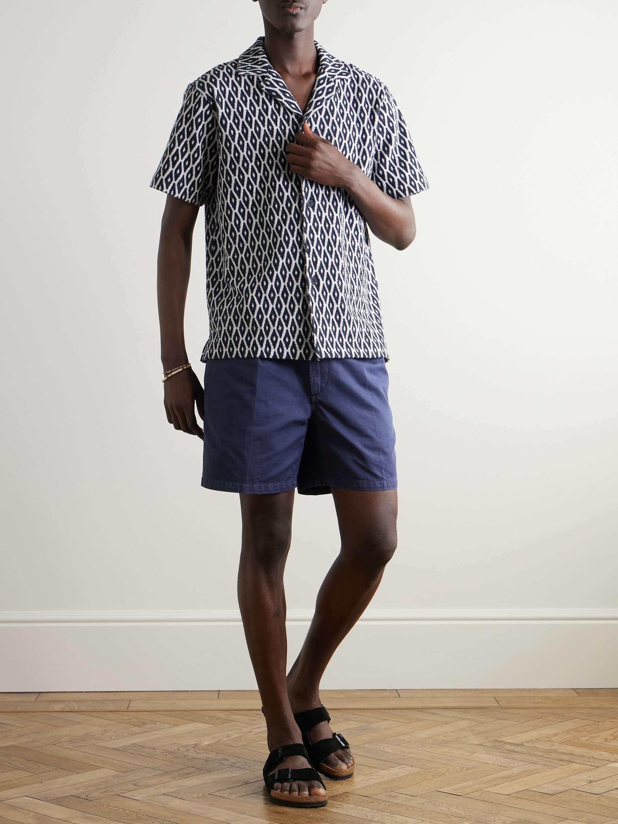 Howell Camp-Collar Cotton-Blend Terry-Jacquard Shirt view