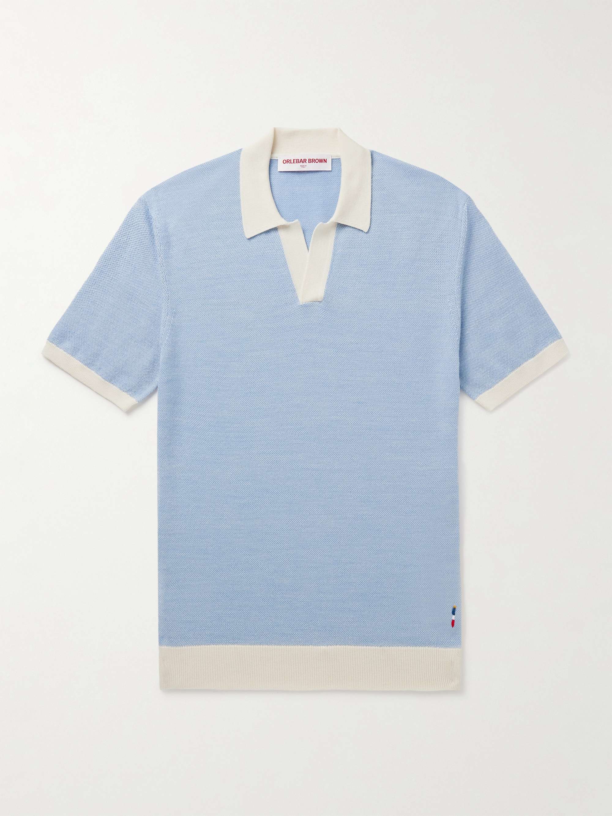 Horton Slim-Fit Wool and Cotton-Blend Polo Shirt view