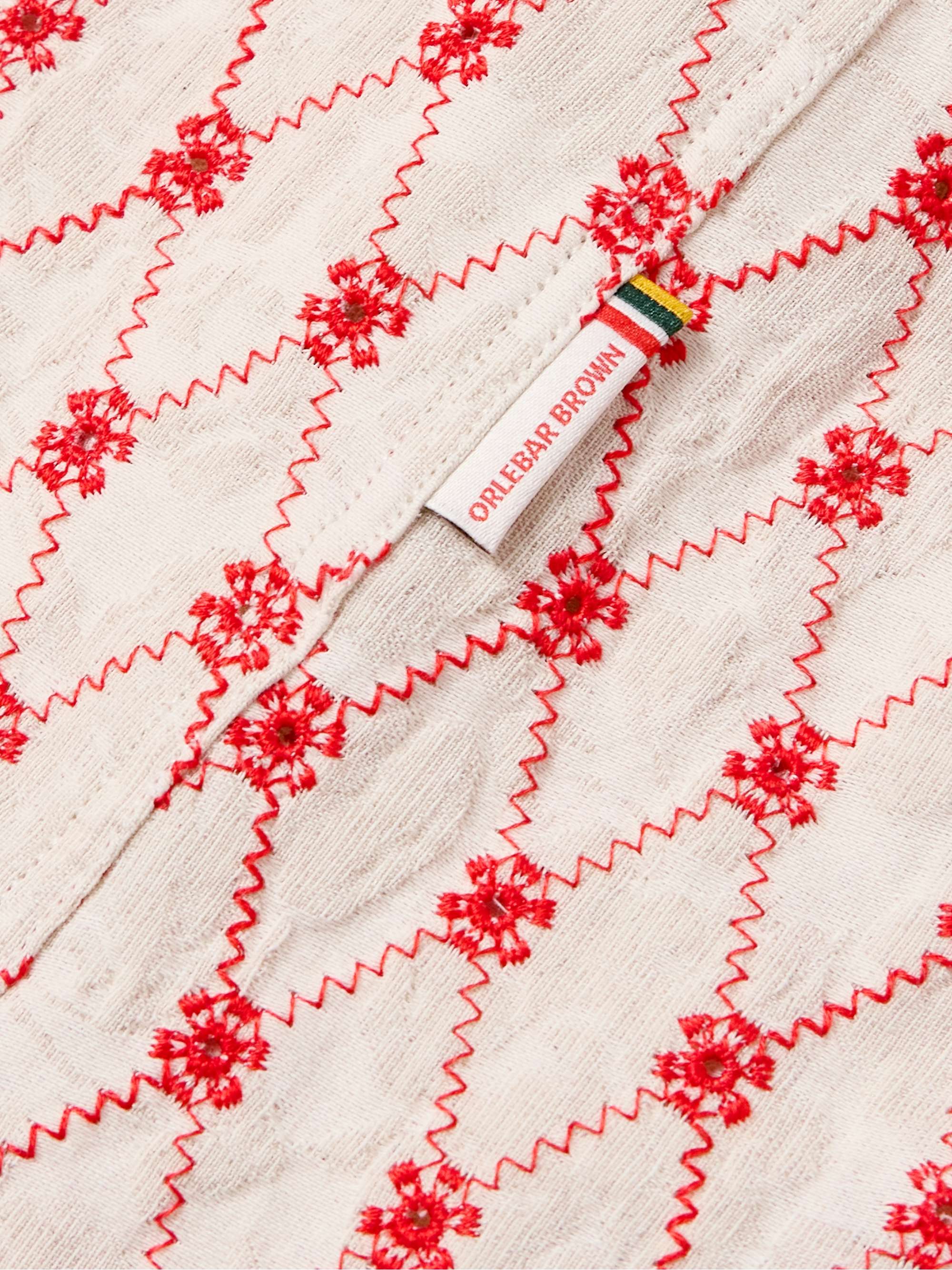 Barkley Embroidered Cotton and Linen-Blend Jacquard Shirt view
