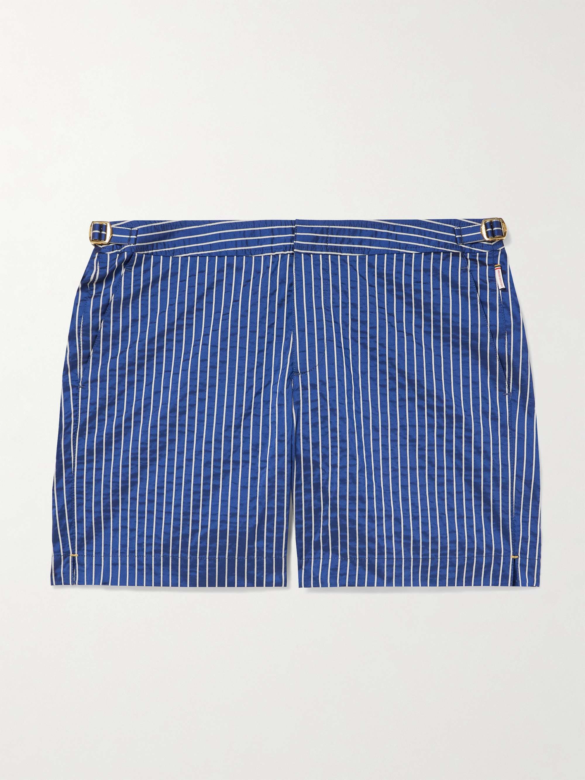 Bulldog Slim-Fit Mid-Length Striped Seersucker Swim Shorts view