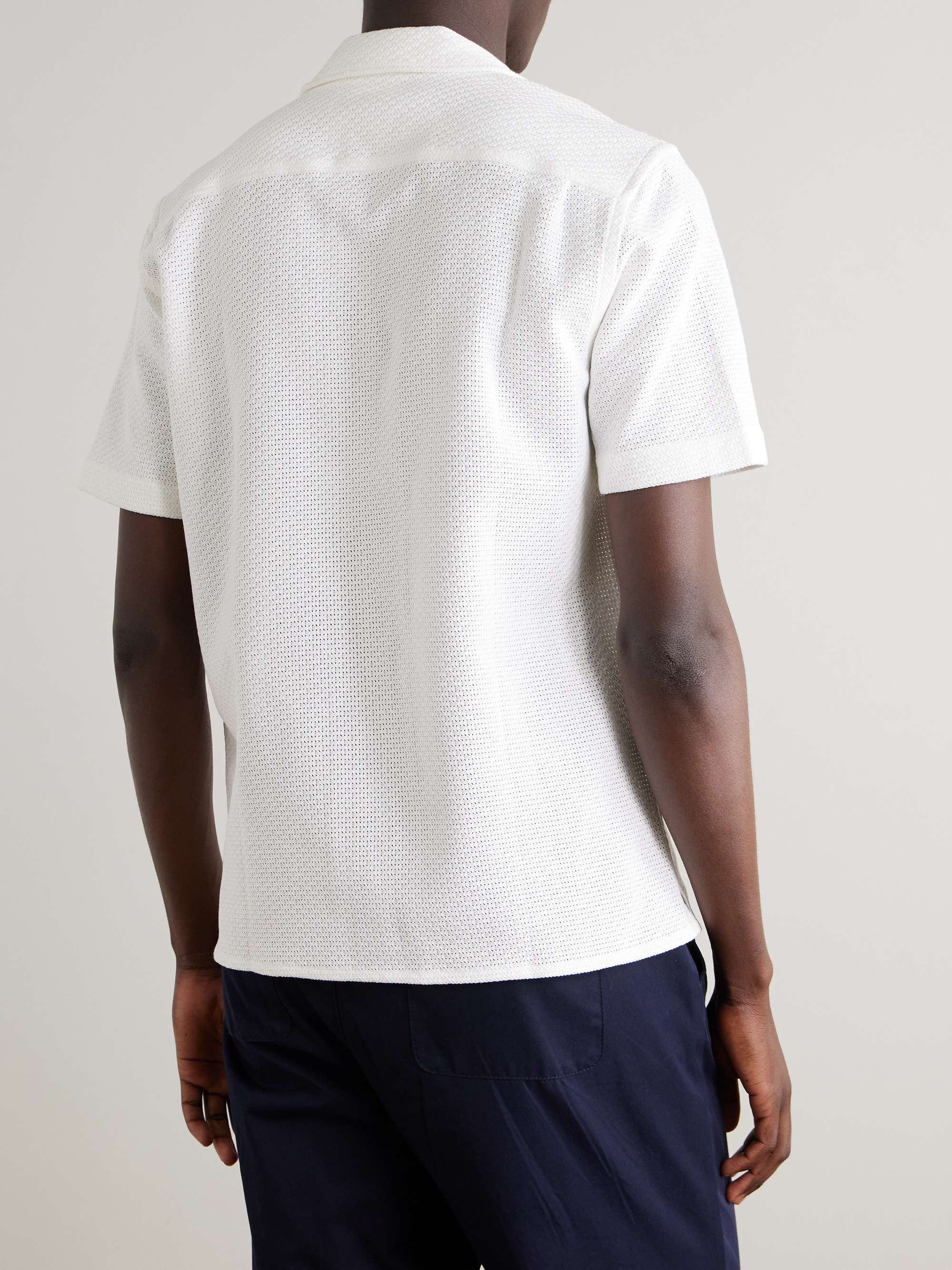 Maitan Camp-Collar Crocheted Cotton Shirt view