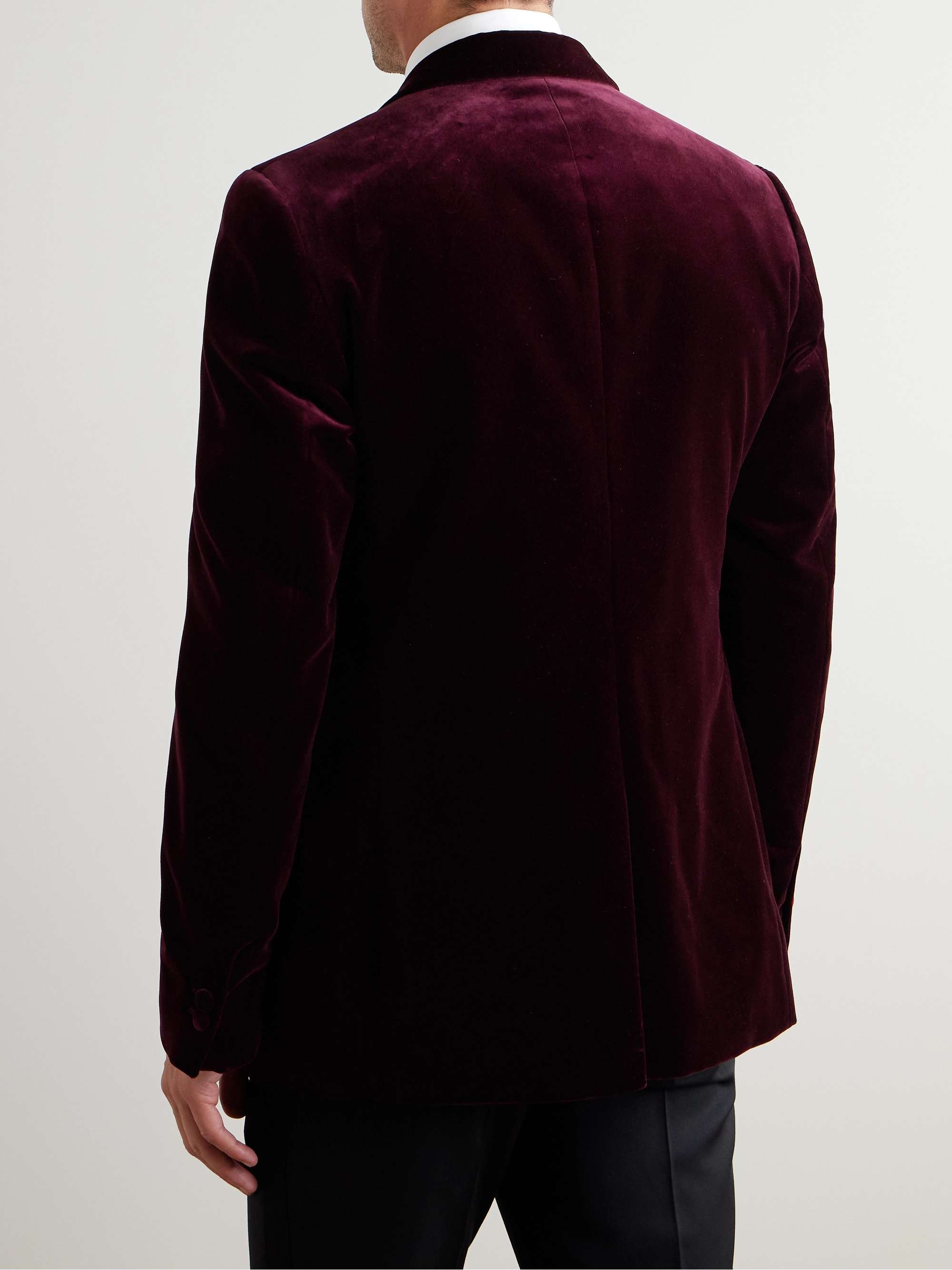 Slim-Fit Shawl-Collar Cotton-Velvet Tuxedo Jacket view