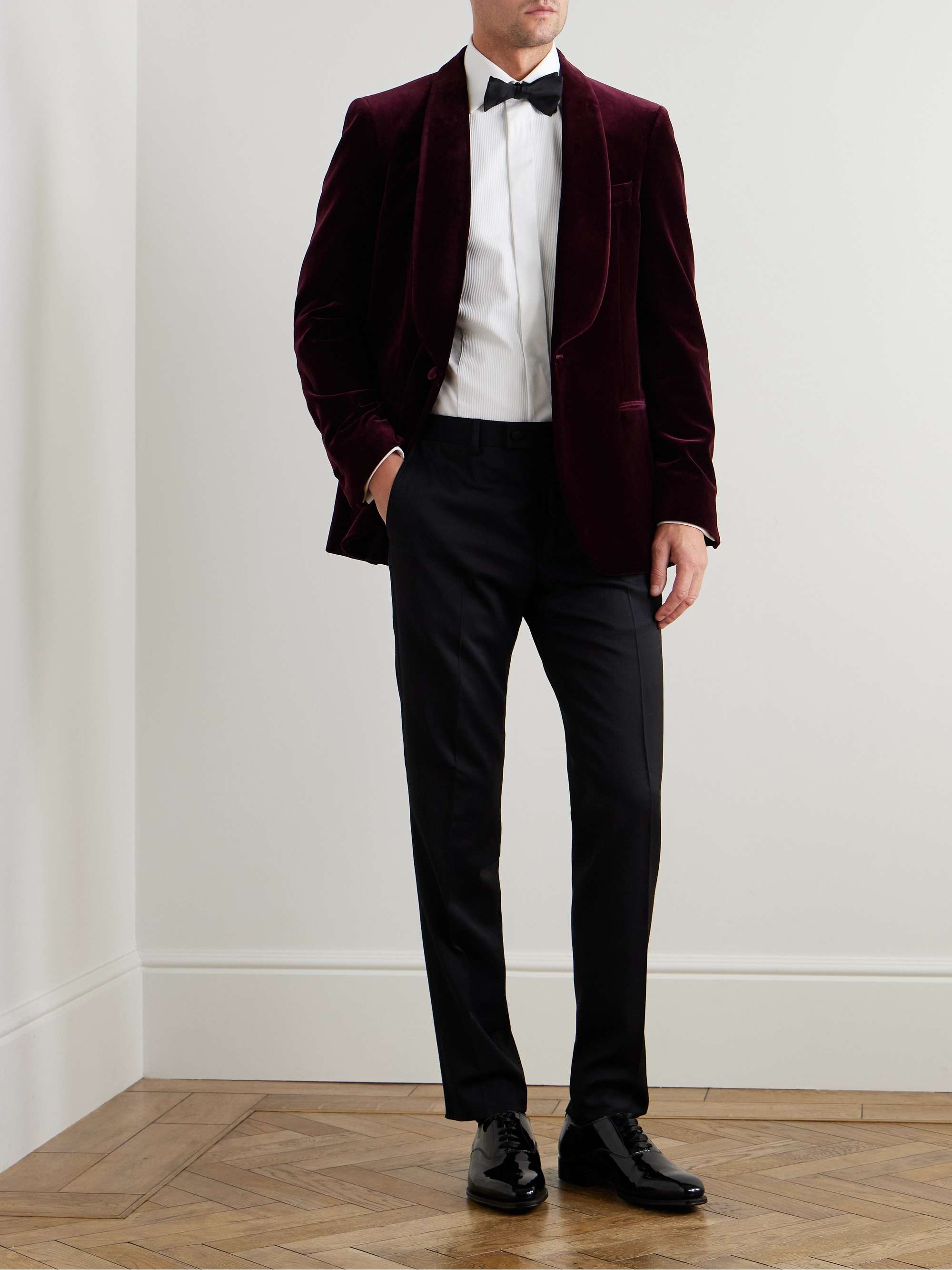 Slim-Fit Shawl-Collar Cotton-Velvet Tuxedo Jacket view