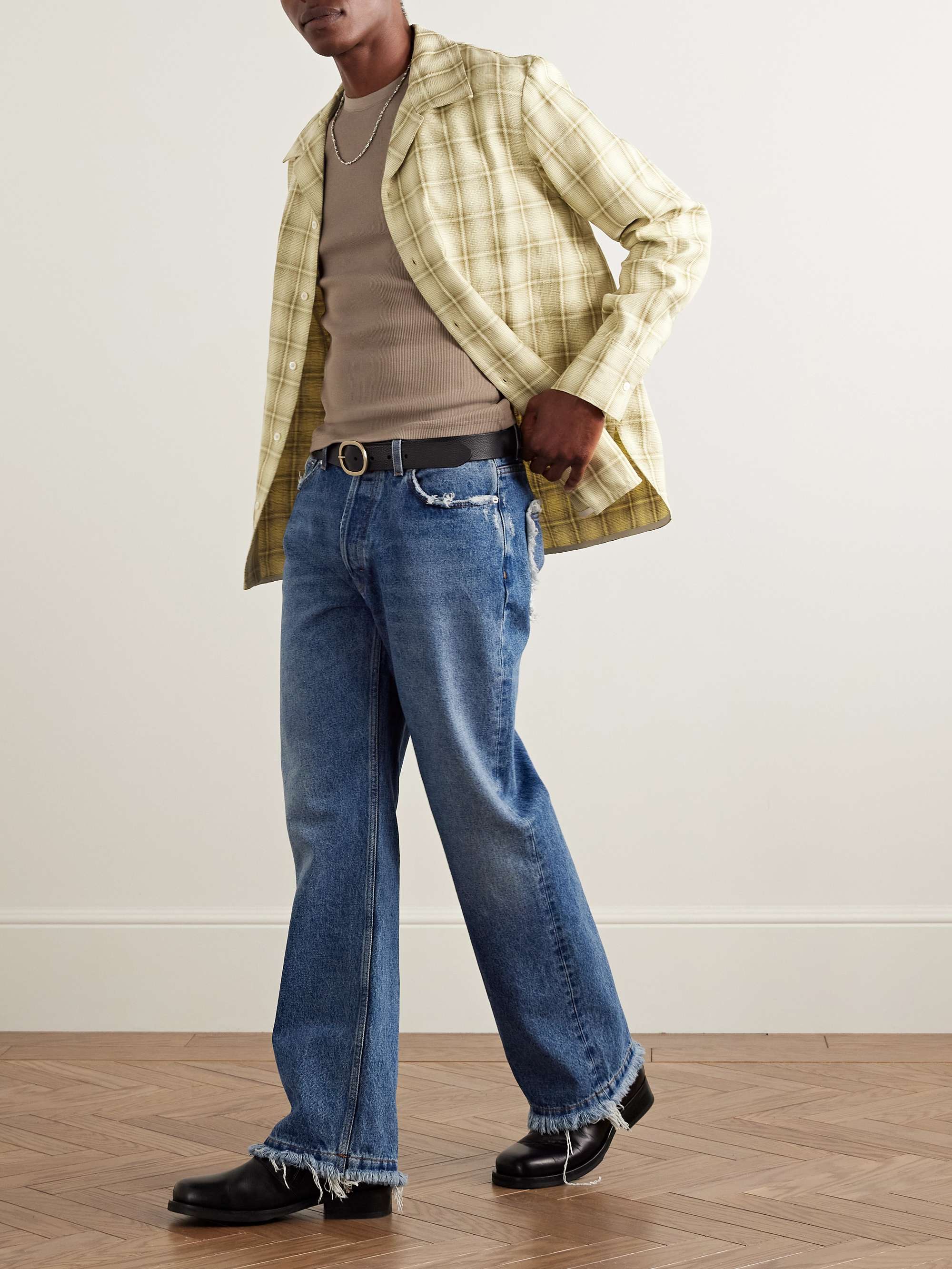 Ignacio Camp-Collar Checked Cotton and Linen-Blend Shirt view