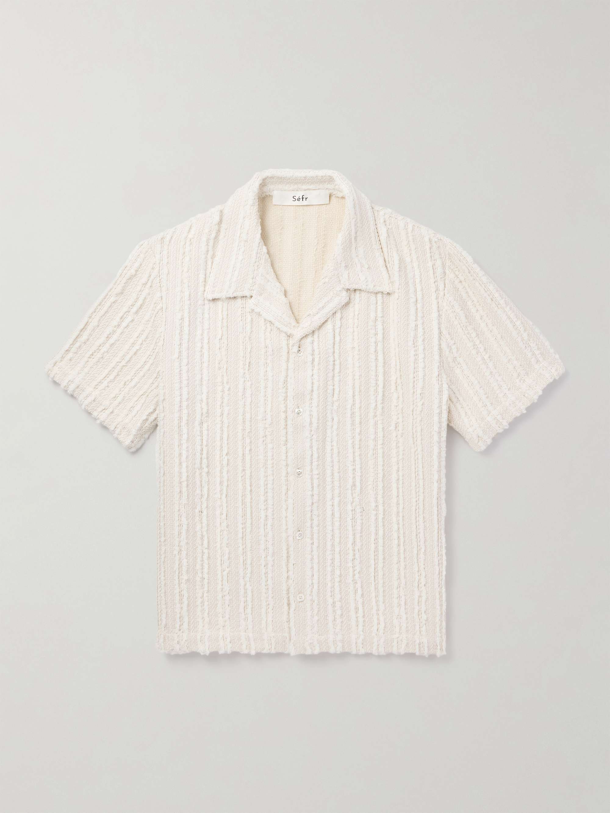 Noam Convertible-Collar Striped Bouclé Shirt view