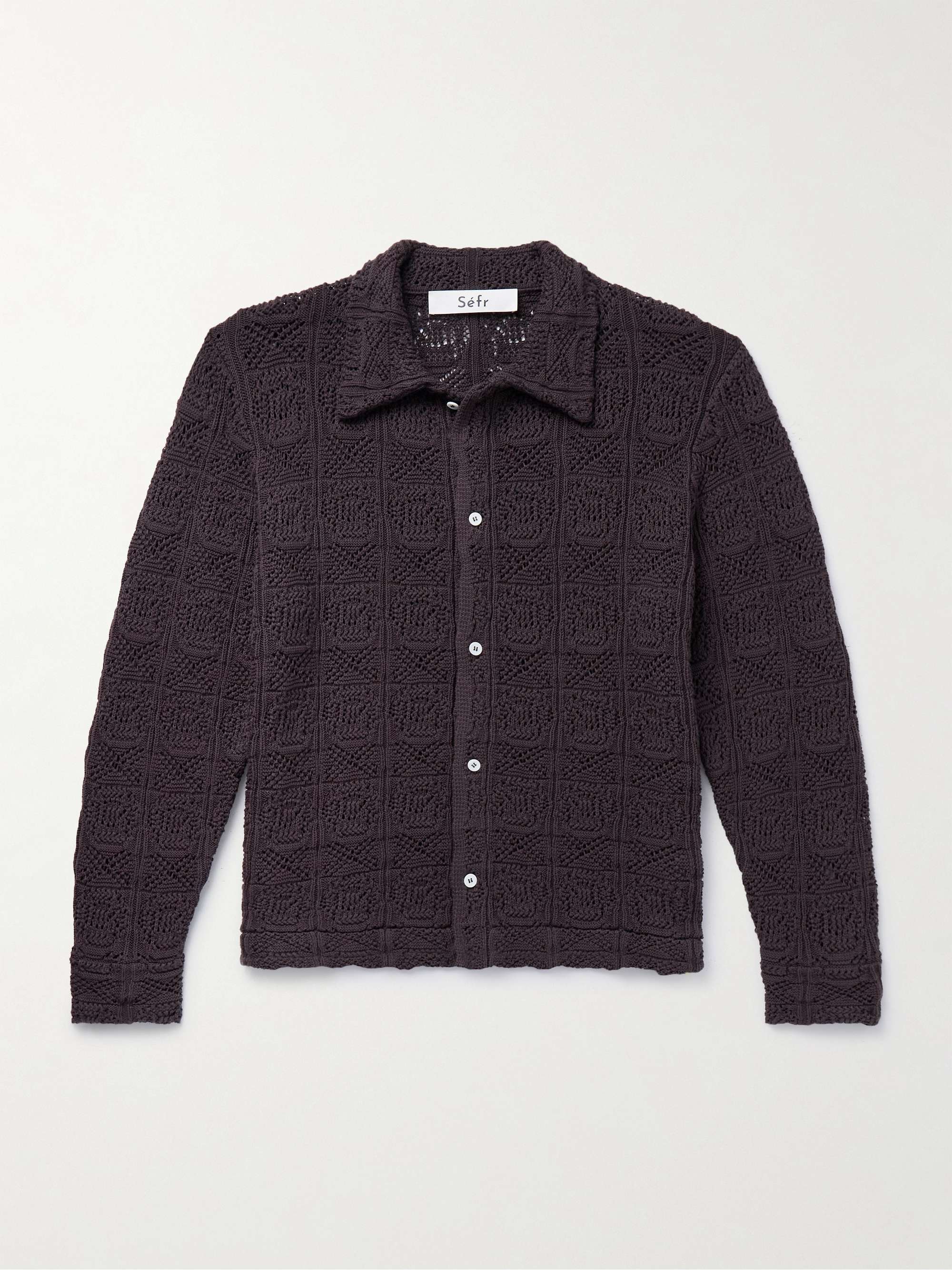 Myles Pointelle-Knit Cotton-Blend Cardigan view