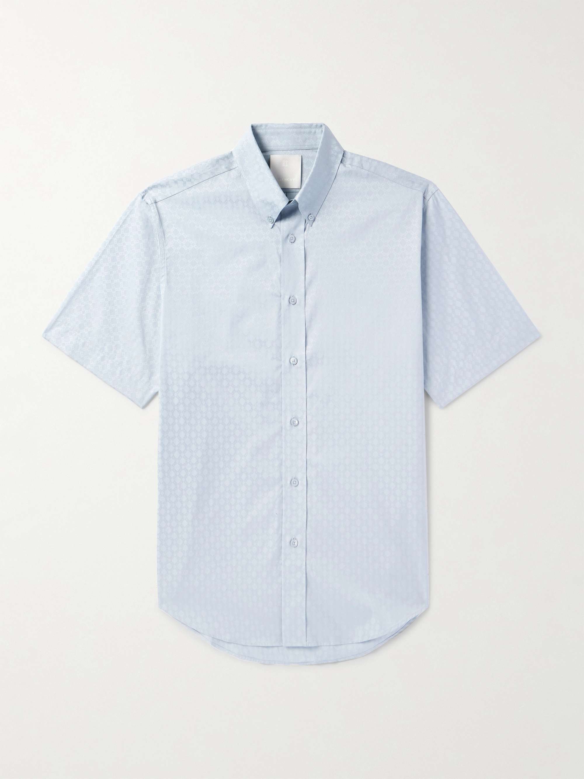 Button-Down Collar Logo-Jacquard Cotton Shirt view