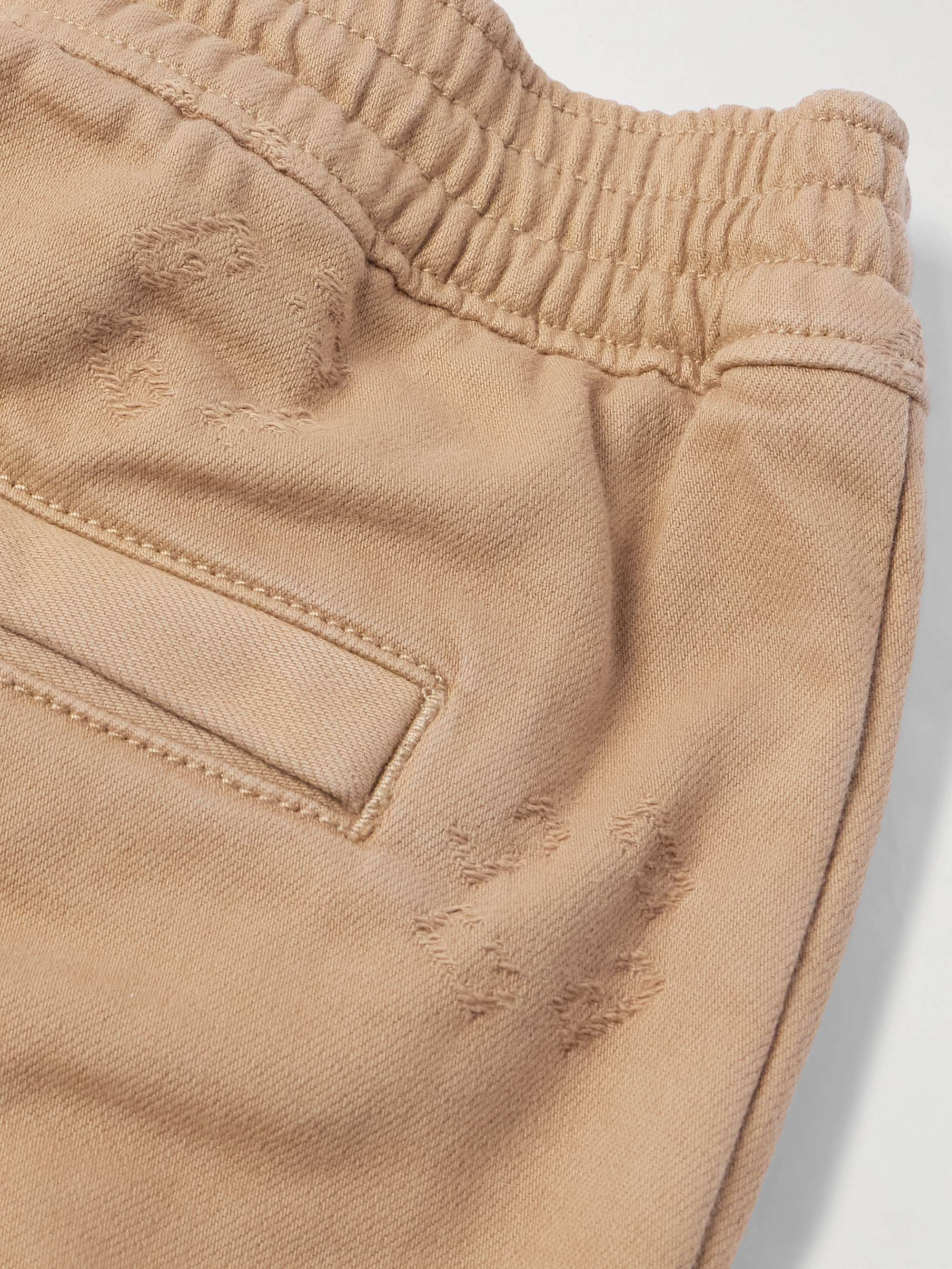 Tapered Appliquéd Logo-Jacquard Cotton-Blend Twill Trousers view