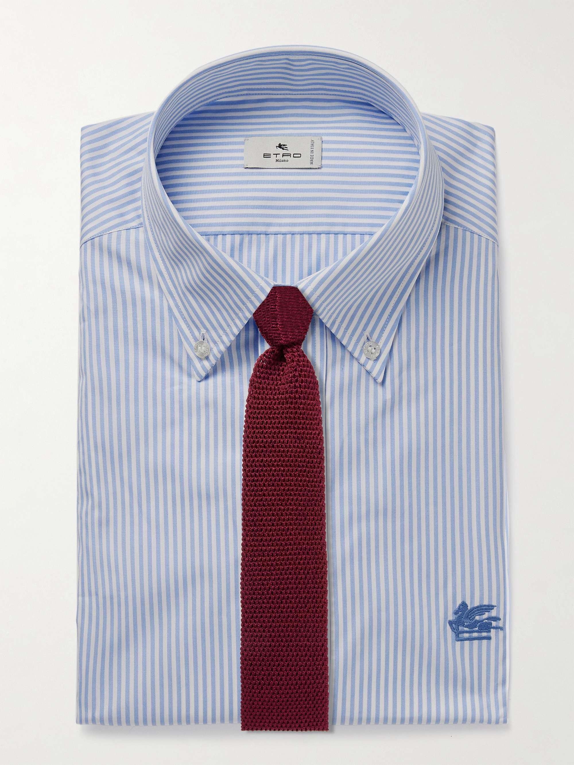 Slim-Fit Button-Down Collar Logo-Embroidered Striped Cotton Oxford Shirt view