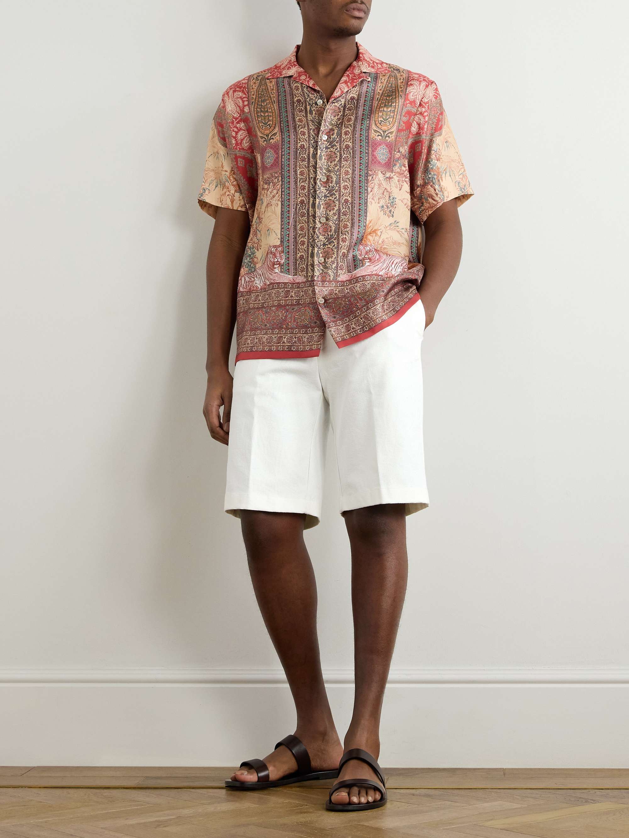 Straight-Leg Paisley-Jacquard Denim Shorts view