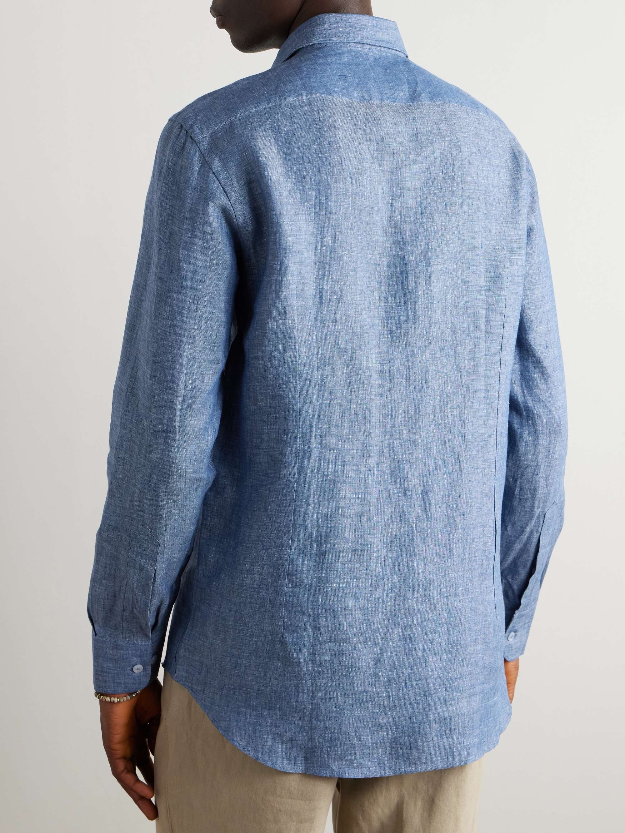Logo-Embroidered Linen Shirt view