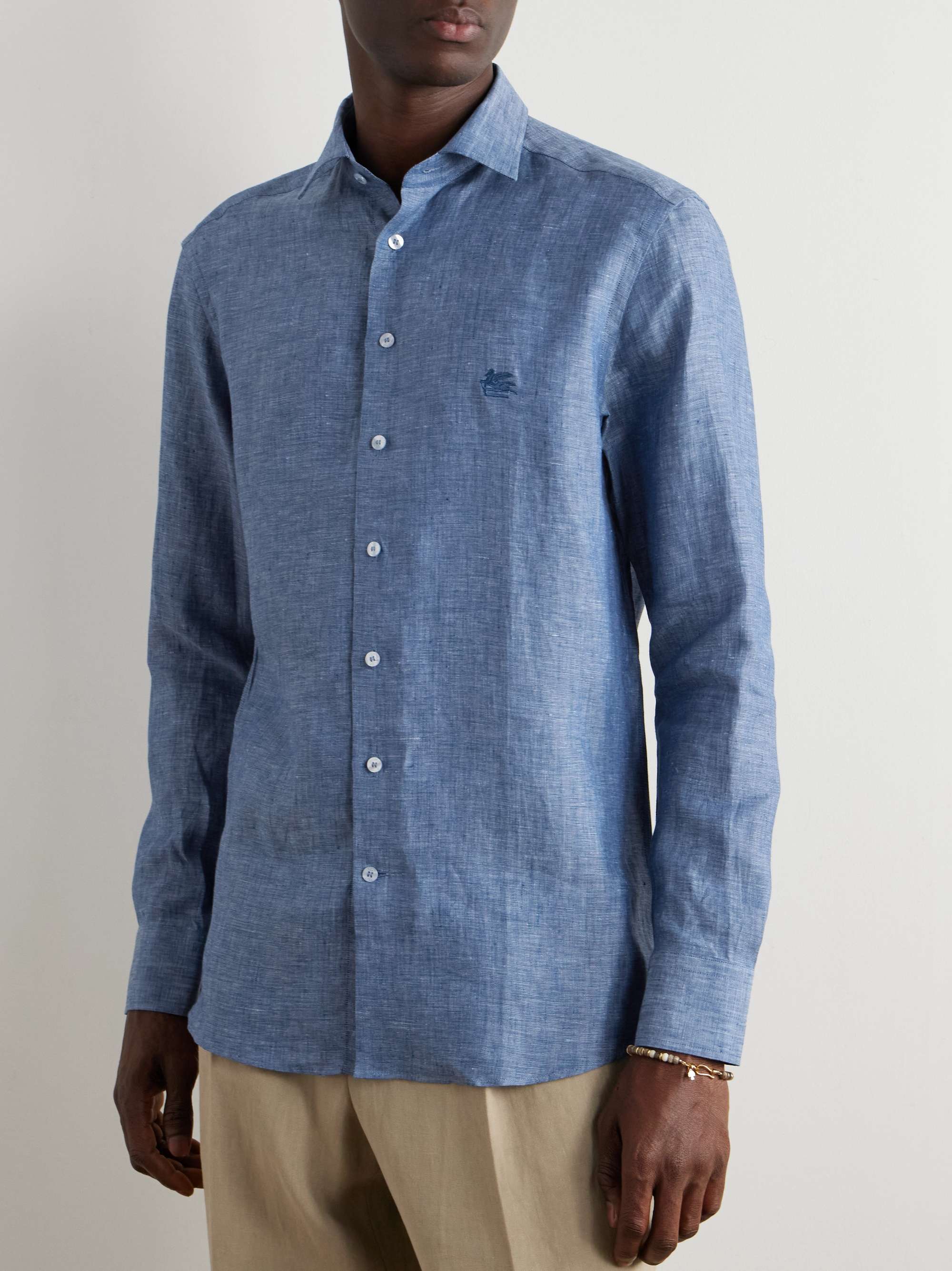 Logo-Embroidered Linen Shirt view