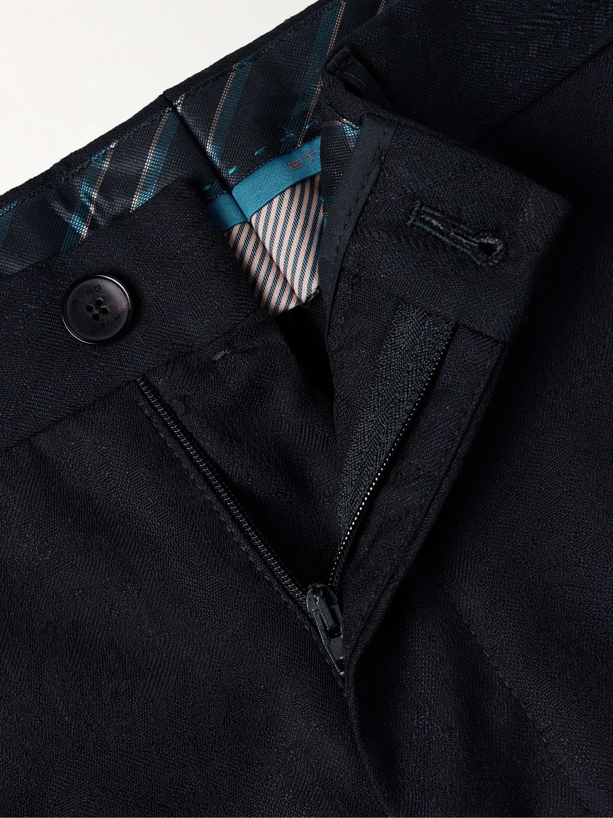 Slim-Fit Straight-Leg Wool and Silk-Blend Jacquard Tuxedo Trousers view