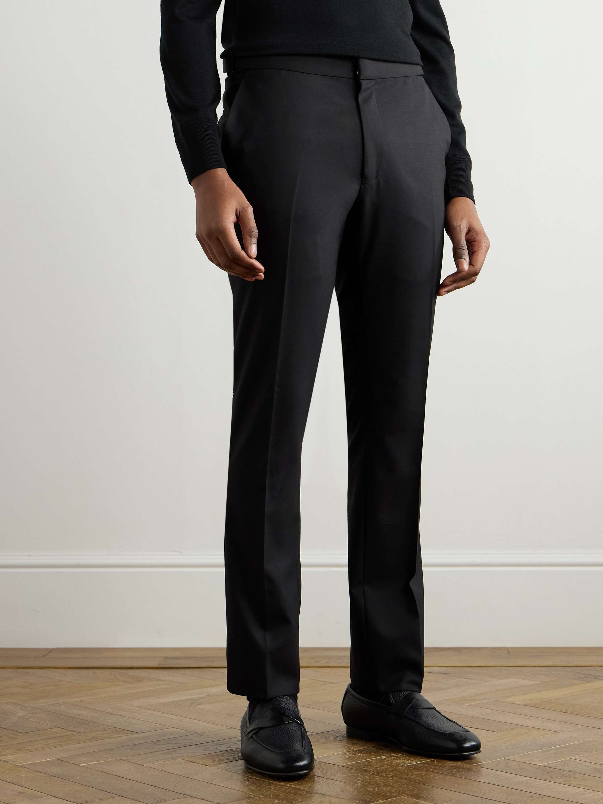 Slim-Fit Silk and Wool-Blend Trousers view