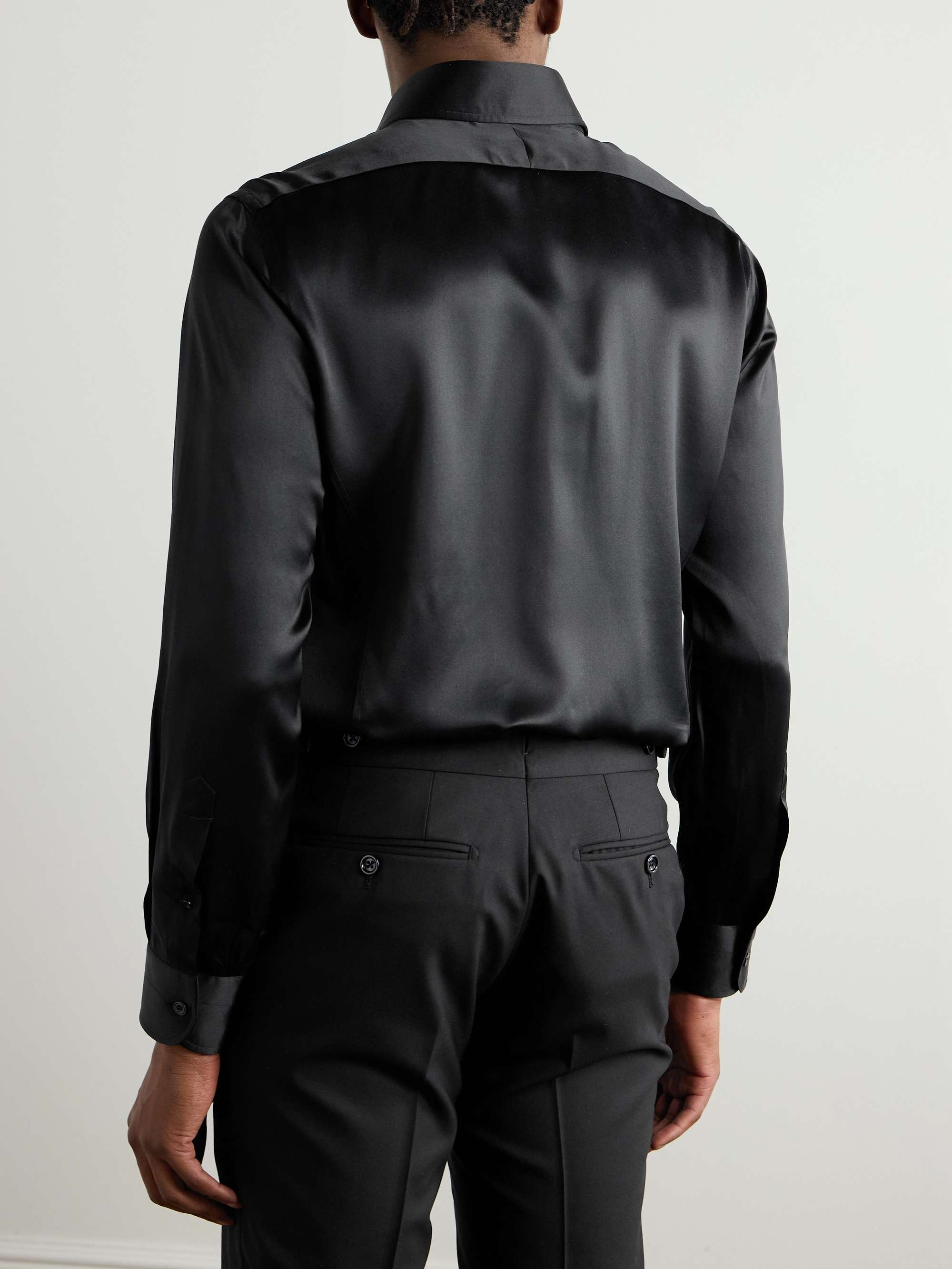 Slim-Fit Silk-Satin Shirt view