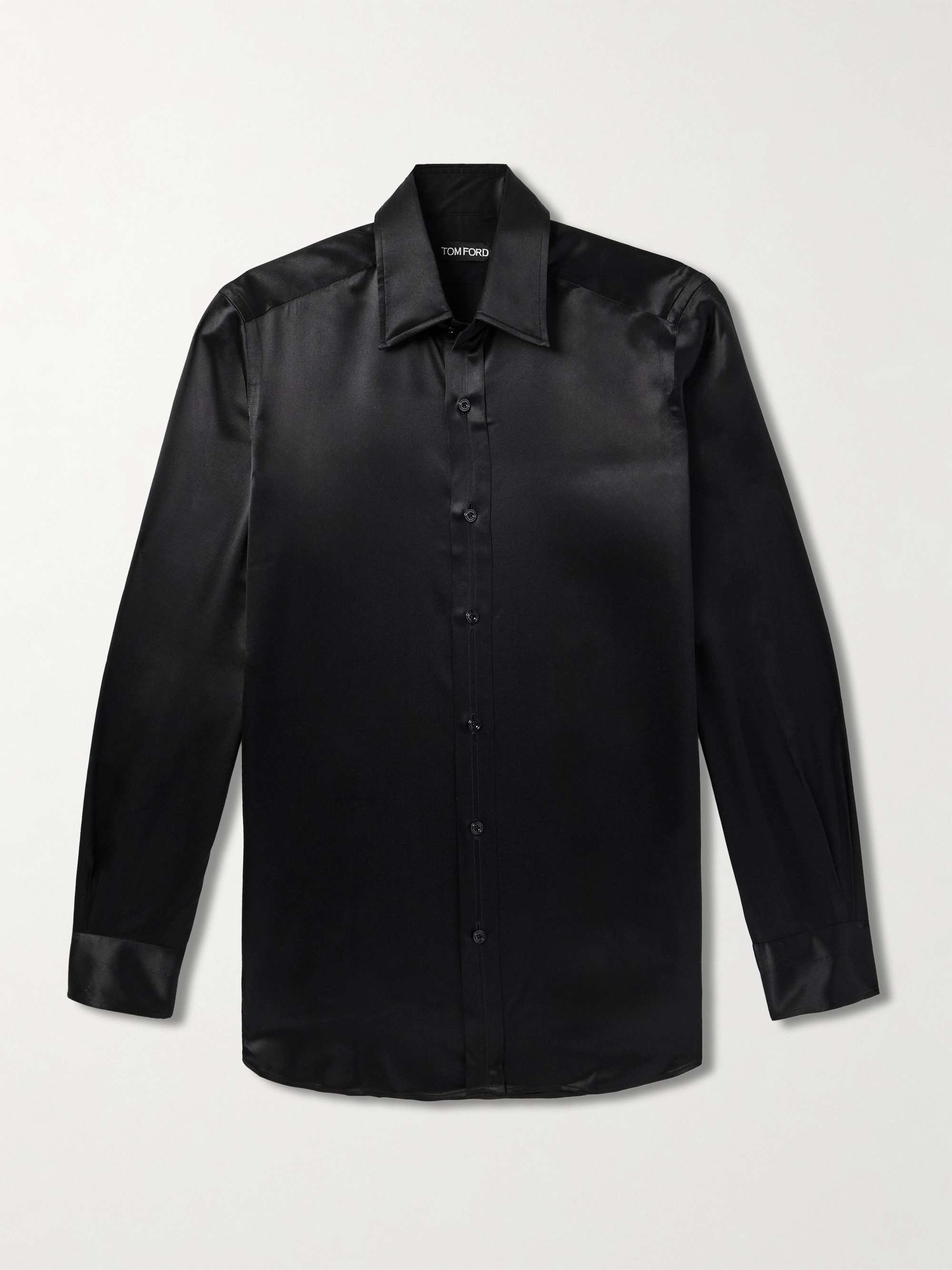 Slim-Fit Silk-Satin Shirt view